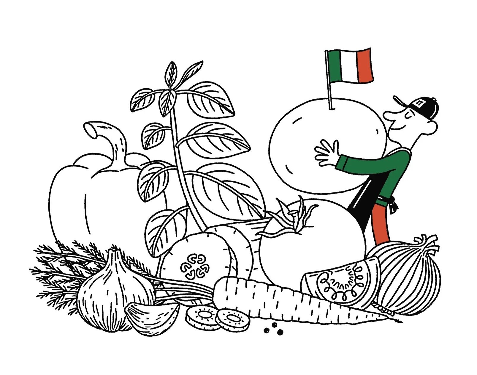 Italian Trattoria - Food Life vegetables - illustration - Arnaud Boutin