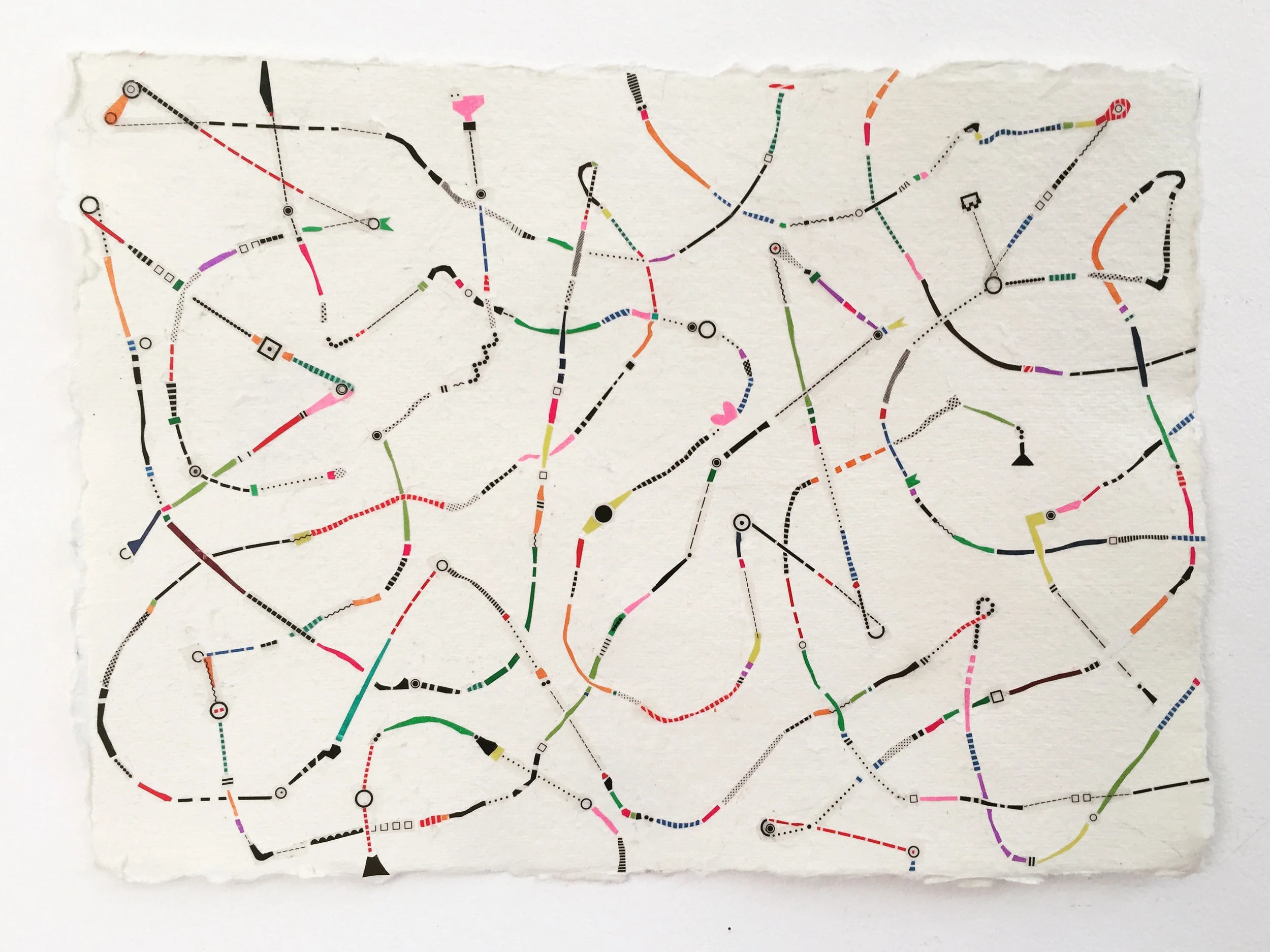 untitled , 2019 linetape on paper, 12 x 16 inches