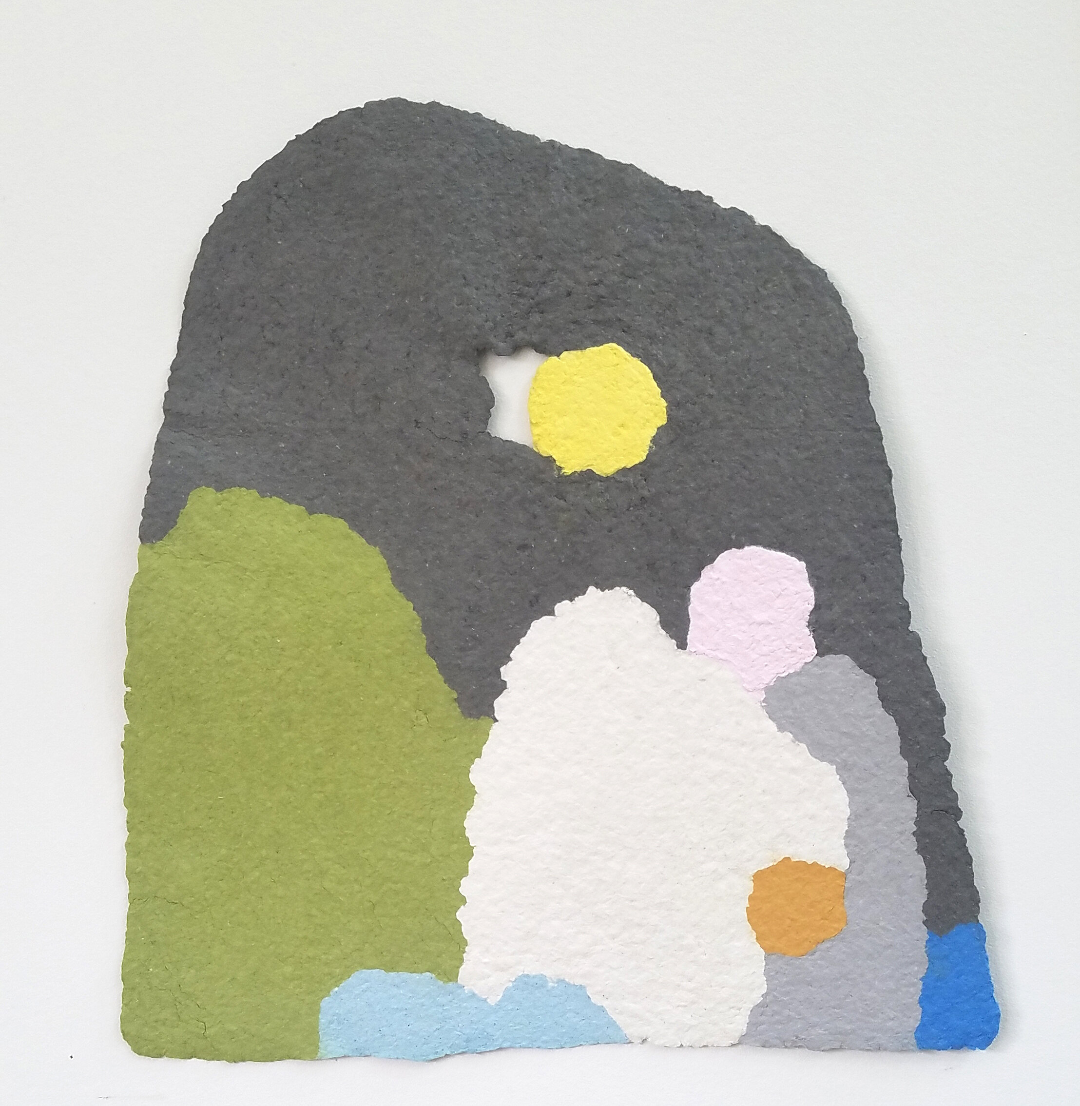   Namsan , 2018, cotton futon pulp painting, 16 x 19 inches (sold) 