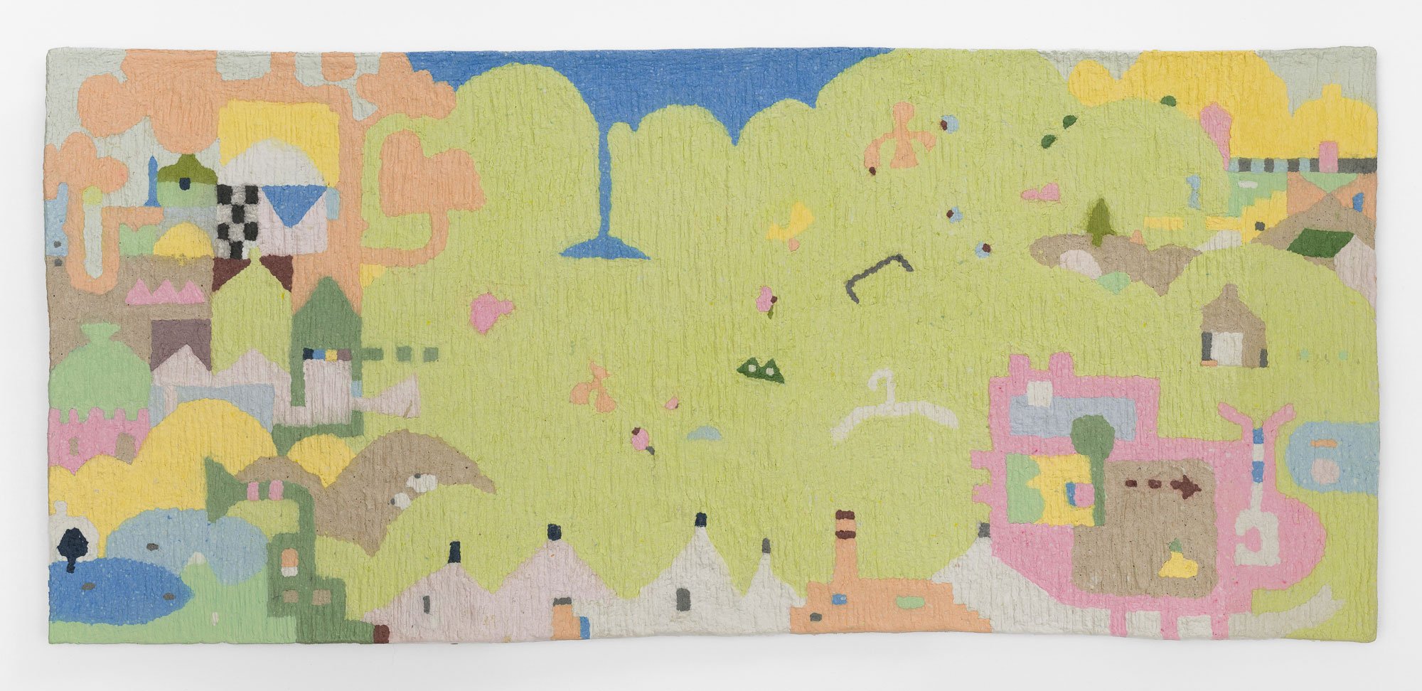   Newbury , 2025, recycled pulp painting, 11 × 25 inches  Photo by Mario Gallucci 