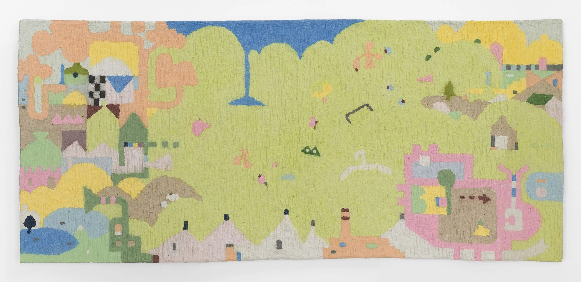   Newbury , 2025, cotton pulp painting, 11 × 25 inches 