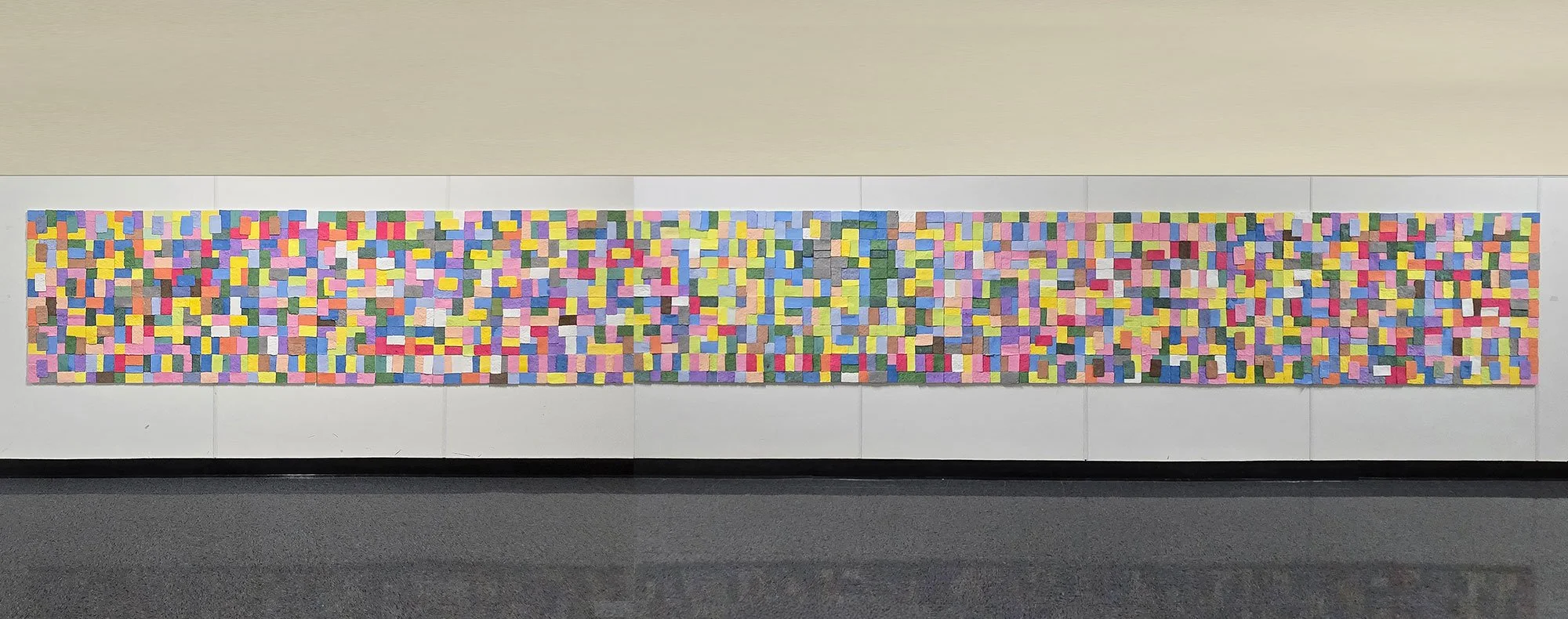   Spring Stroll , 2025, Collaborative project with students through artist residency at Dr Martin Luther King Jr School Museum of Contemporary Art (KSMoCA), 3’ x 26.5’ 