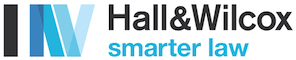 Hall and Wilcox logo in blue and black