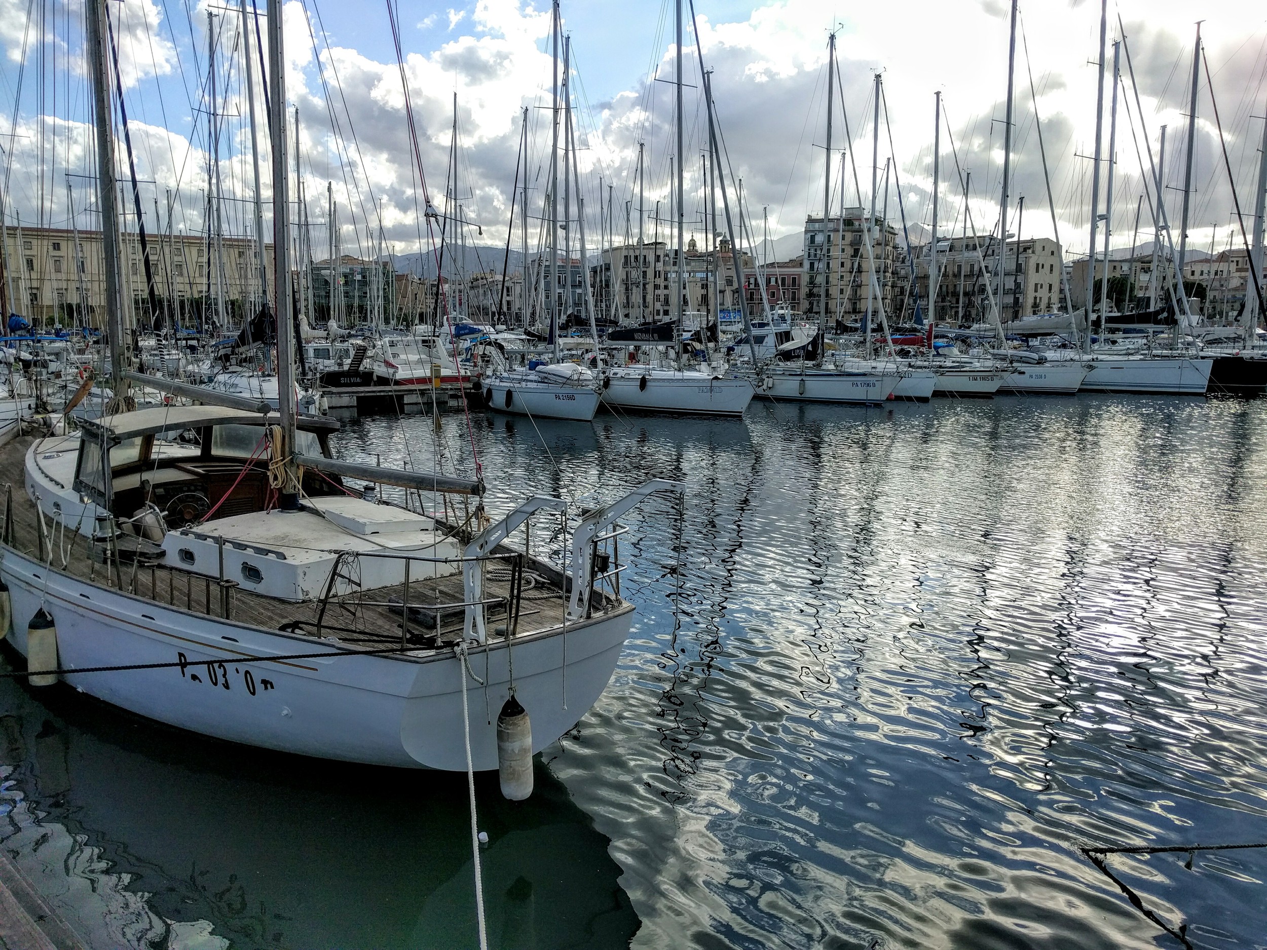 Sipped Aperol Spritzes at a bar on Palermo's marina