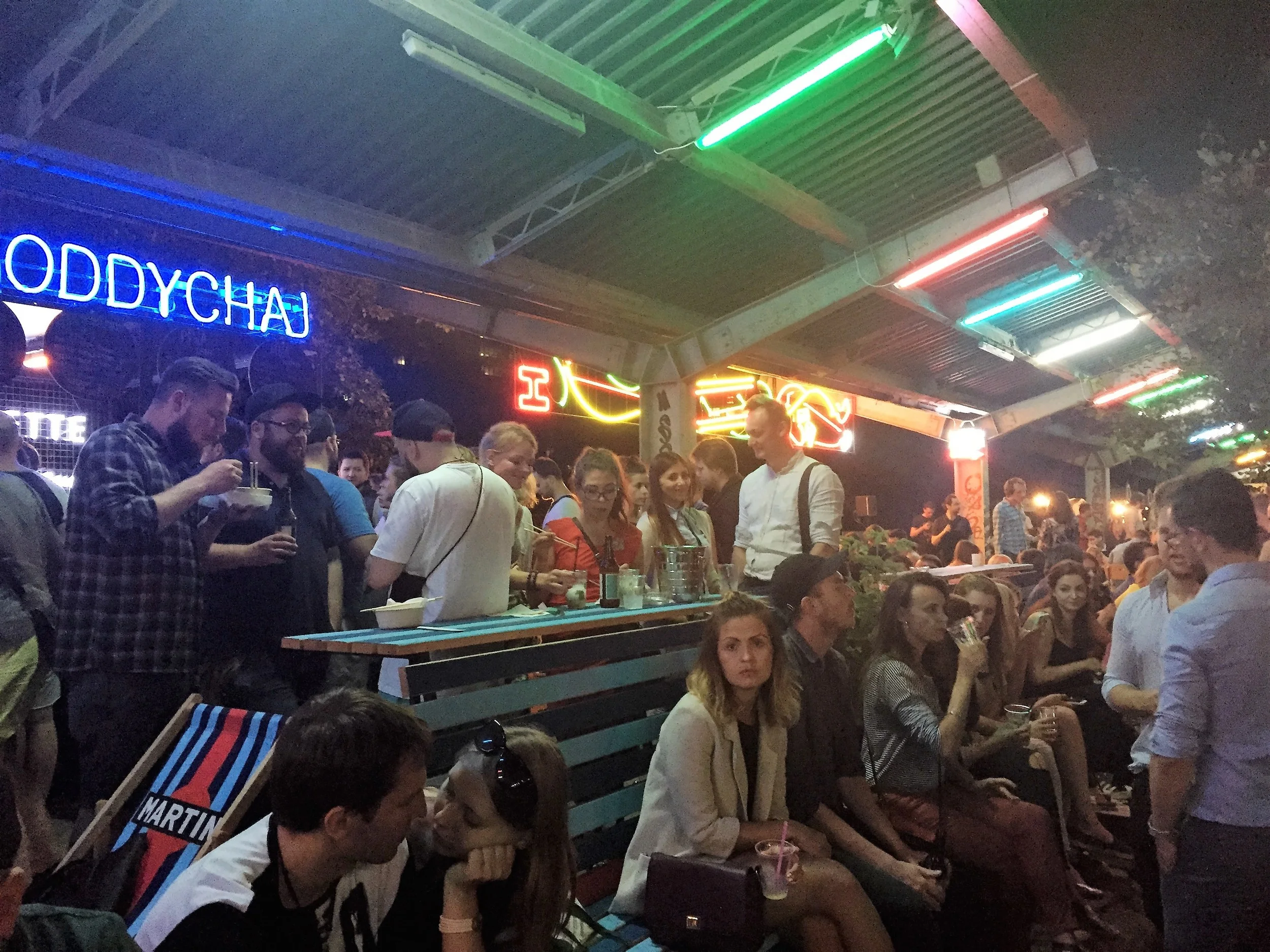 Night Market at an old train station in Warsaw