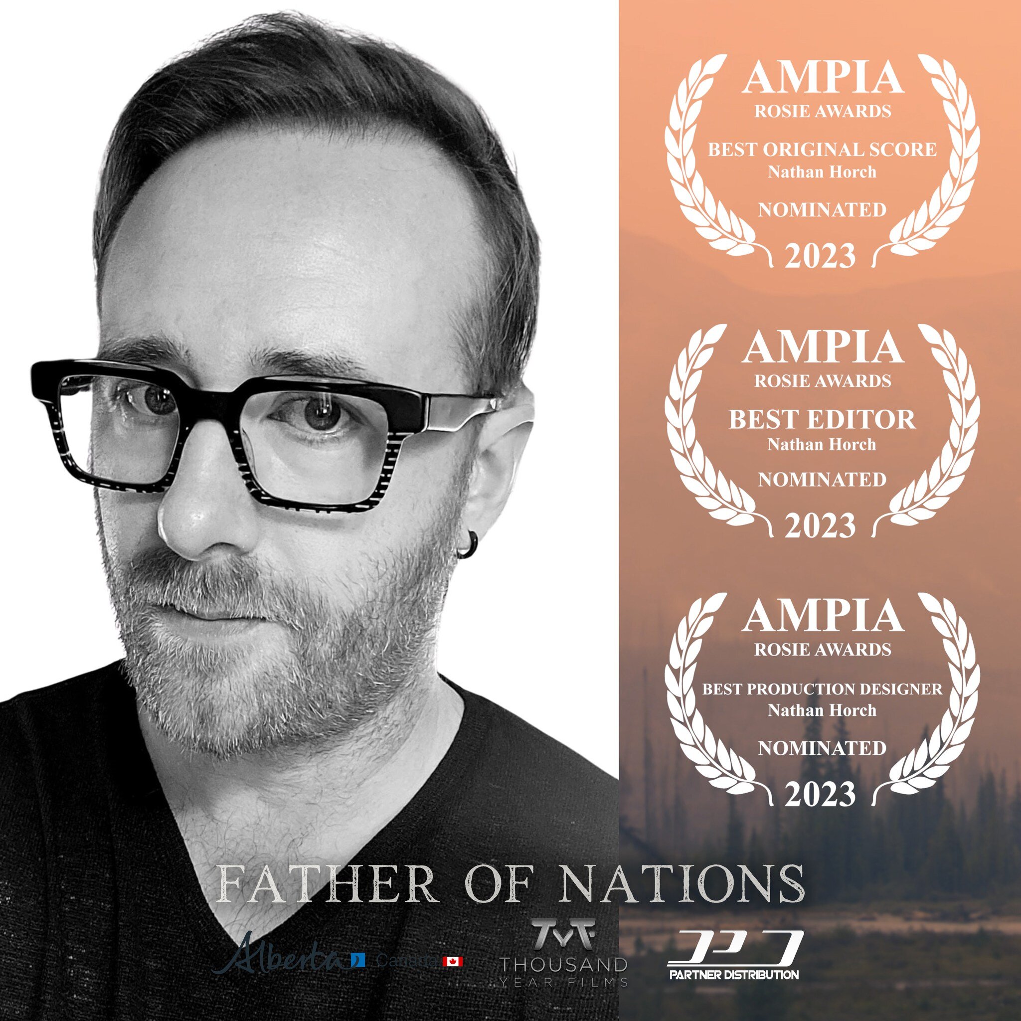 Nominated by @yourampia for 3 awards @nathanhorch is up for Best Original Score, Best Editor, and Best Production Designer. Each of these element contributes greatly to building the world of the @fatherofnationsfilm and telling the story. 

You can g
