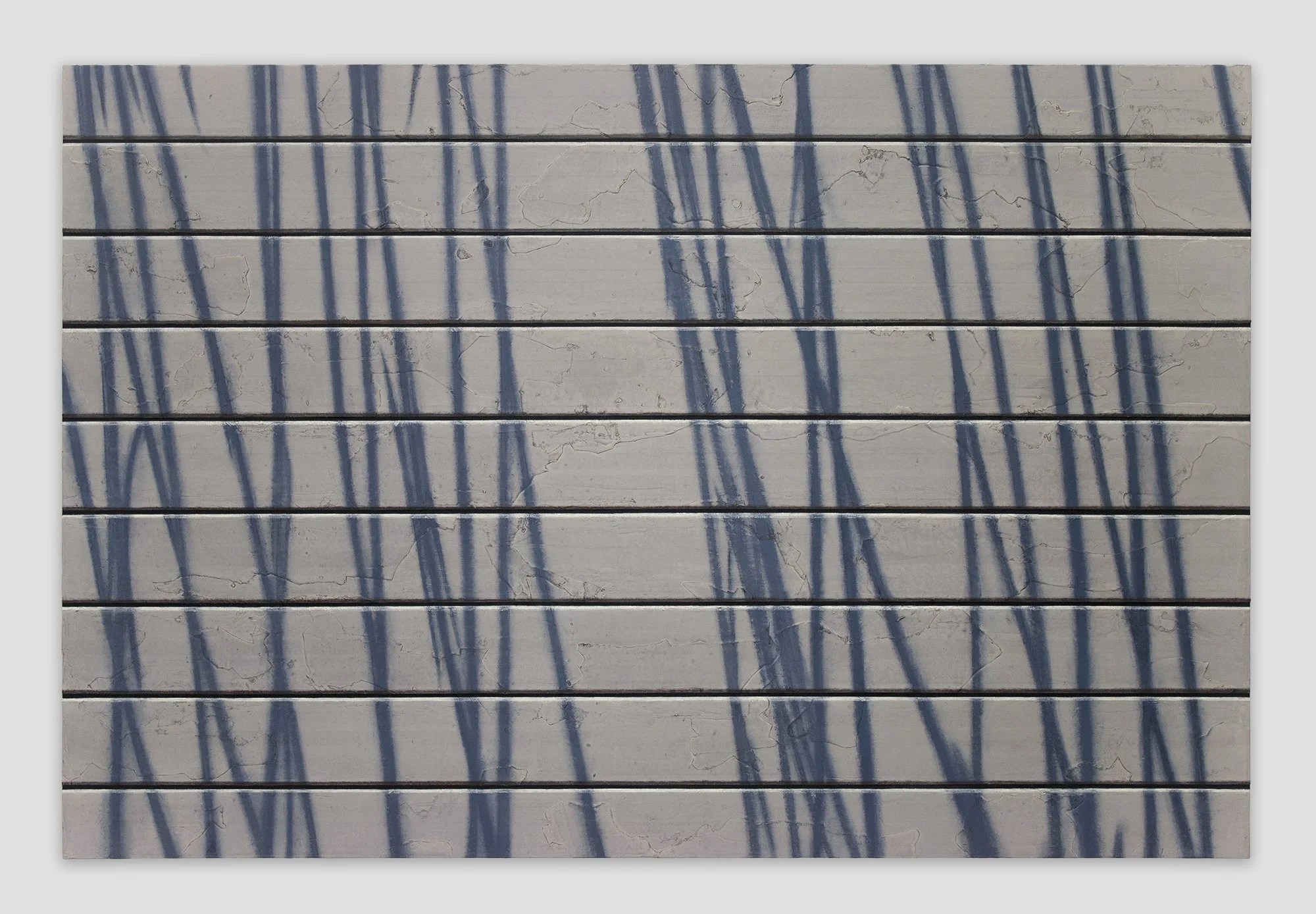 Razor wire , 2025, oil on linen, 32 × 48 in.