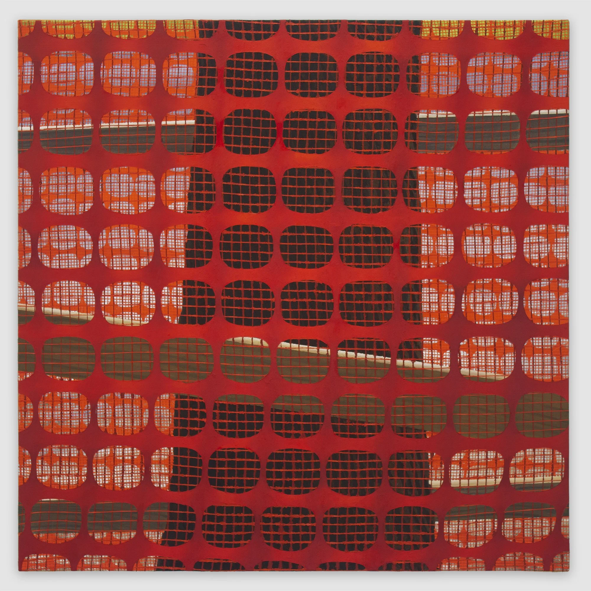   Safety Fence (II) , 2022, oil on canvas, 28 × 28” 