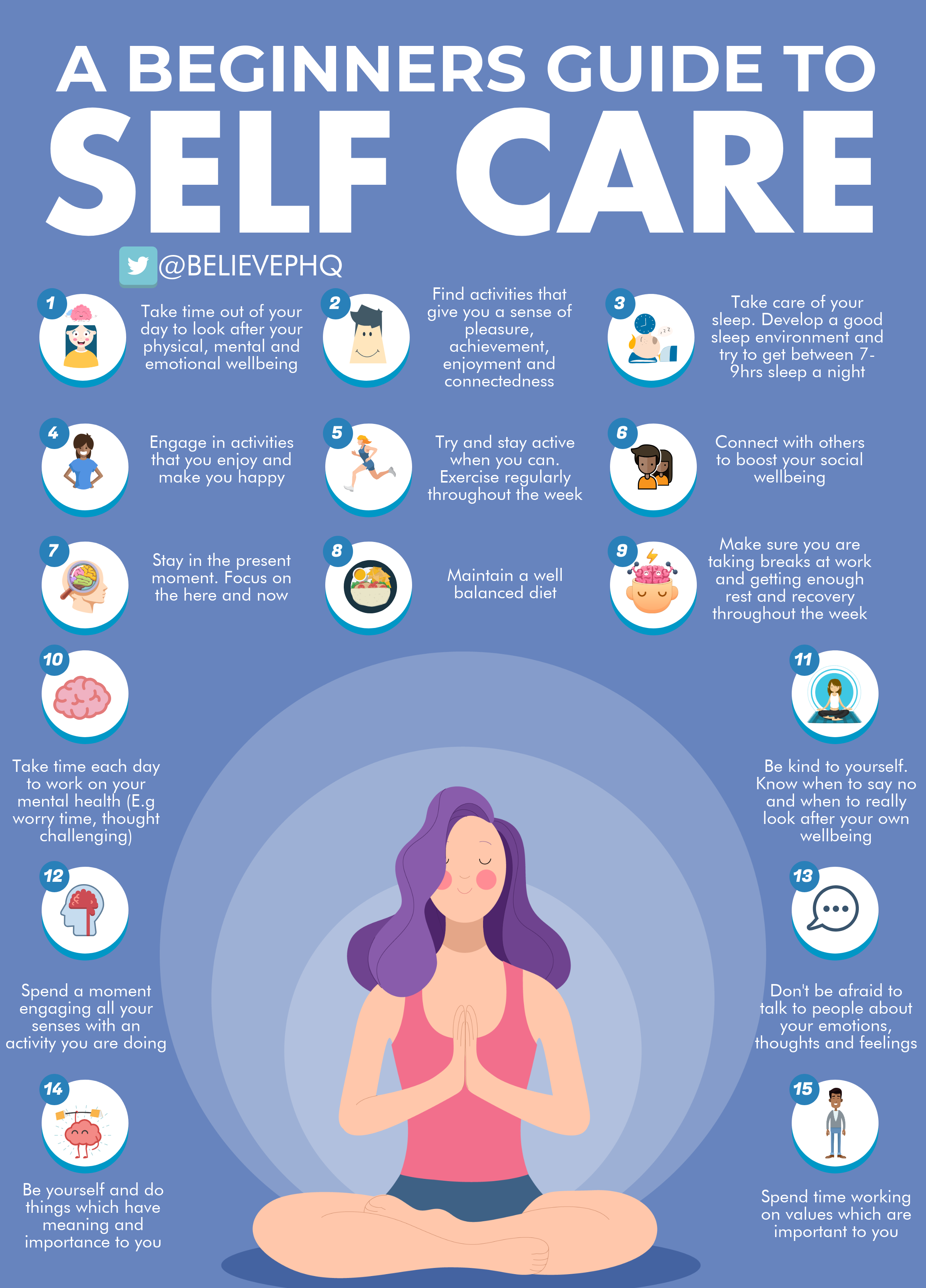 Infographic showing lots of ideas for self care