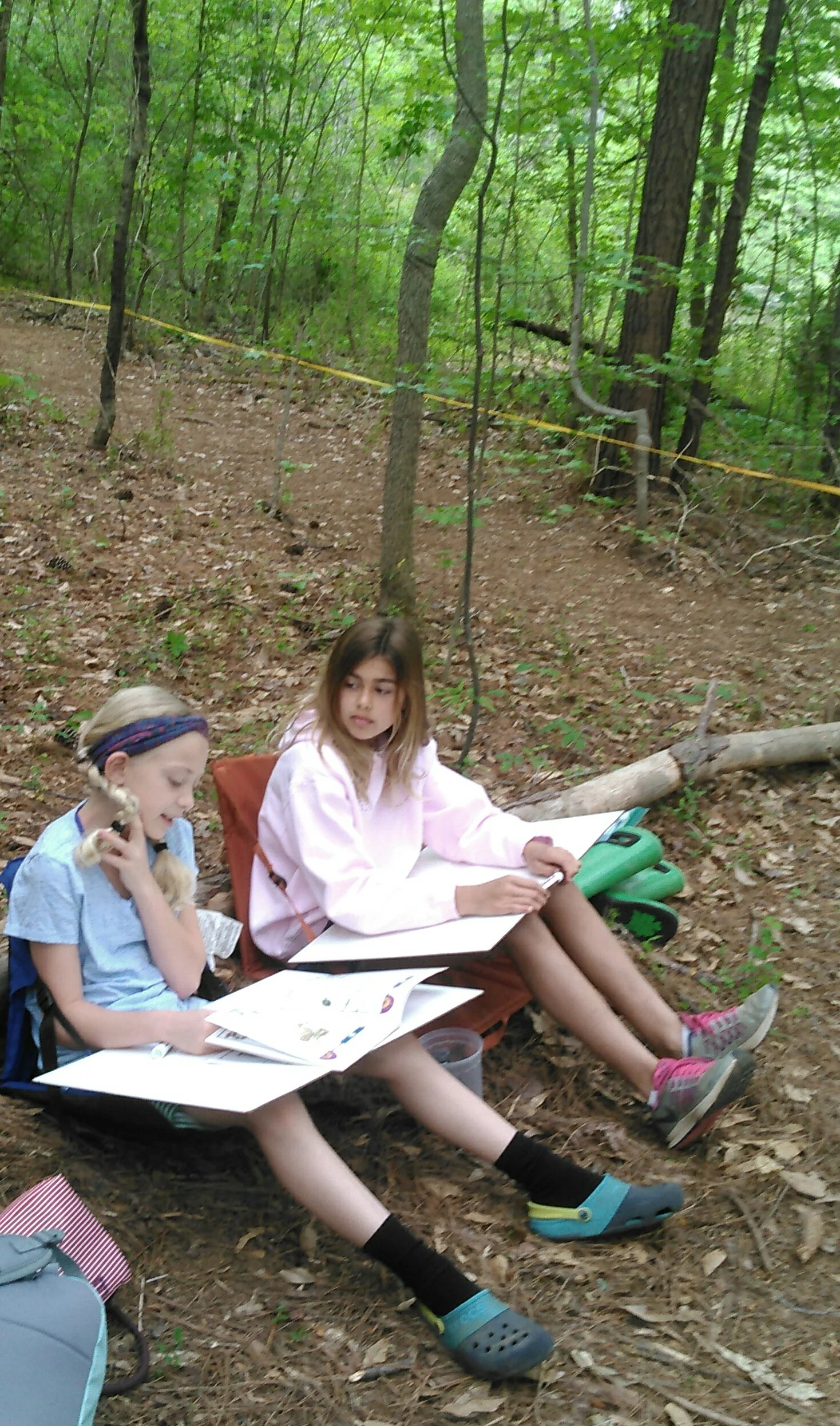 Reading about animals and creating calculations while enjoying the shelter classroom