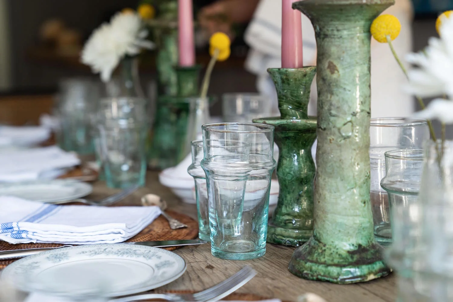 A mix of Moroccan glassware and ceramics sourced from Julianna’s friend and guest, Francesca Gentilli