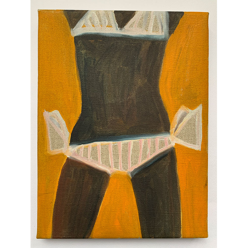 Striped-bikini,-Isabelle-Hayman,-Oil-on-Canvas,-18-x-24-cm,-£250,-Partnership-Editions.jpg