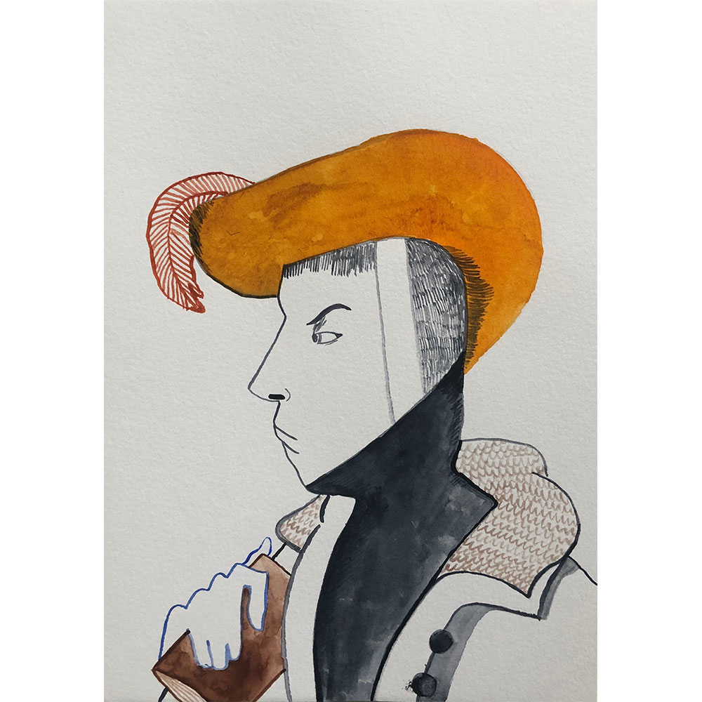 The-Poet,-James-Owens,-Watercolour-on-Paper,-18.8-x-21-cm,-£320,-Partnership-Editions.jpg