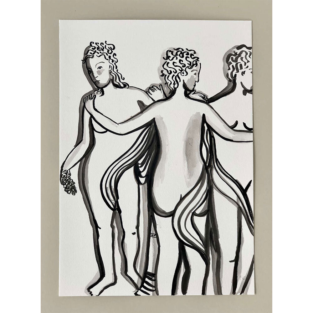 The-Three-Graces-of-the-V&A,-Indian-Ink-on-Paper,-Frances-Costelloe,-A3,-£300,-Partnership-Editions2.jpg