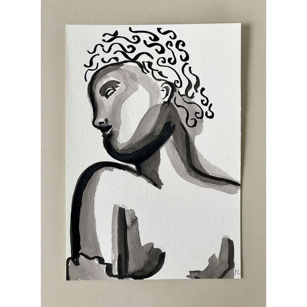 She-Dreams-of-Shells-Statue,-Indian-Ink-on-Paper,-Frances-Costelloe,-A5,-£120,-Partnership-Editions2.jpg