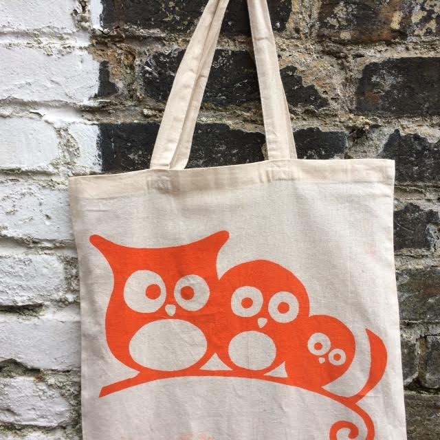 Screen printing bag with owls.jpeg