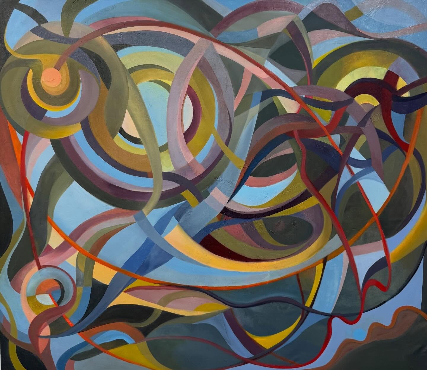 Reflecting on the passage of time and what lies ahead. A hundred years 
2026
Oil on canvas 
105 x 120 cm 
-
#abstractpainting #londonartist #artistepeintre #soniadelaunay #delphianopencall2026 @delphiangallery