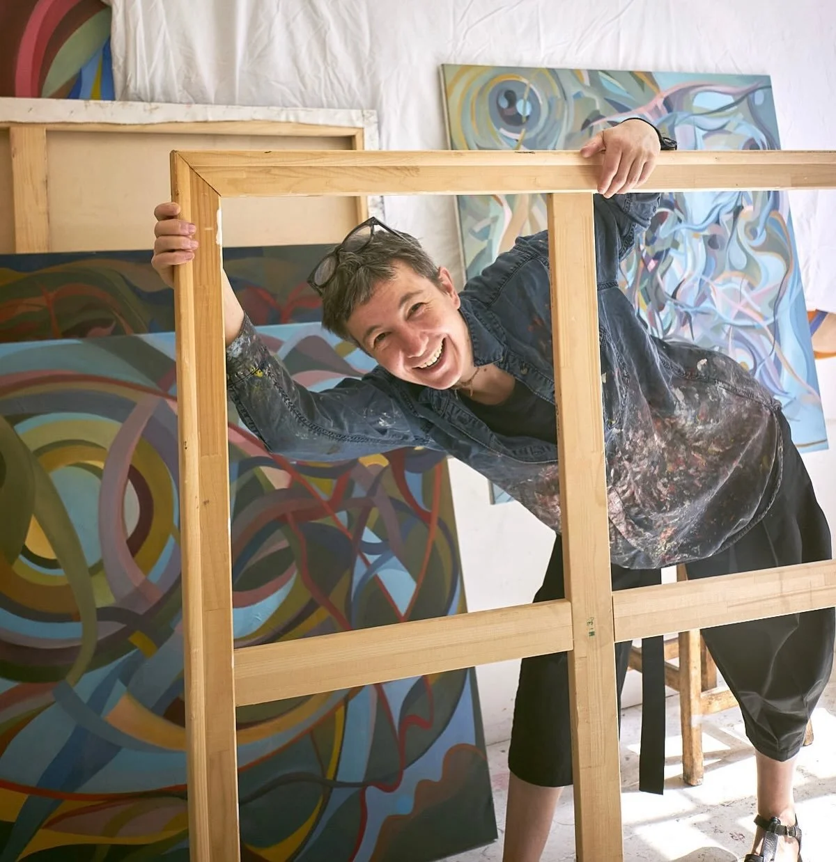 My journey is one of transformation and evolution, and my paintings are a reflection of this.

My work involves movement, meanders, and fallbacks&mdash;with light as a compass in an effort to move forward. Working mostly large-scale, I love the full-