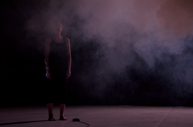  Feedback 2013 Created for the final showing of the European program Spazio , of which de Vega was a participant. The starting point was Hikikomori and Yuugen . Feedback focuses on the notions of connection and isolation. For this work de Vega developed a system (inspired by cybernetics ) in which the performer needs internal feedback to arrive to the connection of the isolated elements (dance, light, sound, smoke) Once all of the elements are inter-connected, new meaning will arise from the full picture.. Performed by Helena Volkov. An impression of the final presentation: https://vimeo.com/83808120