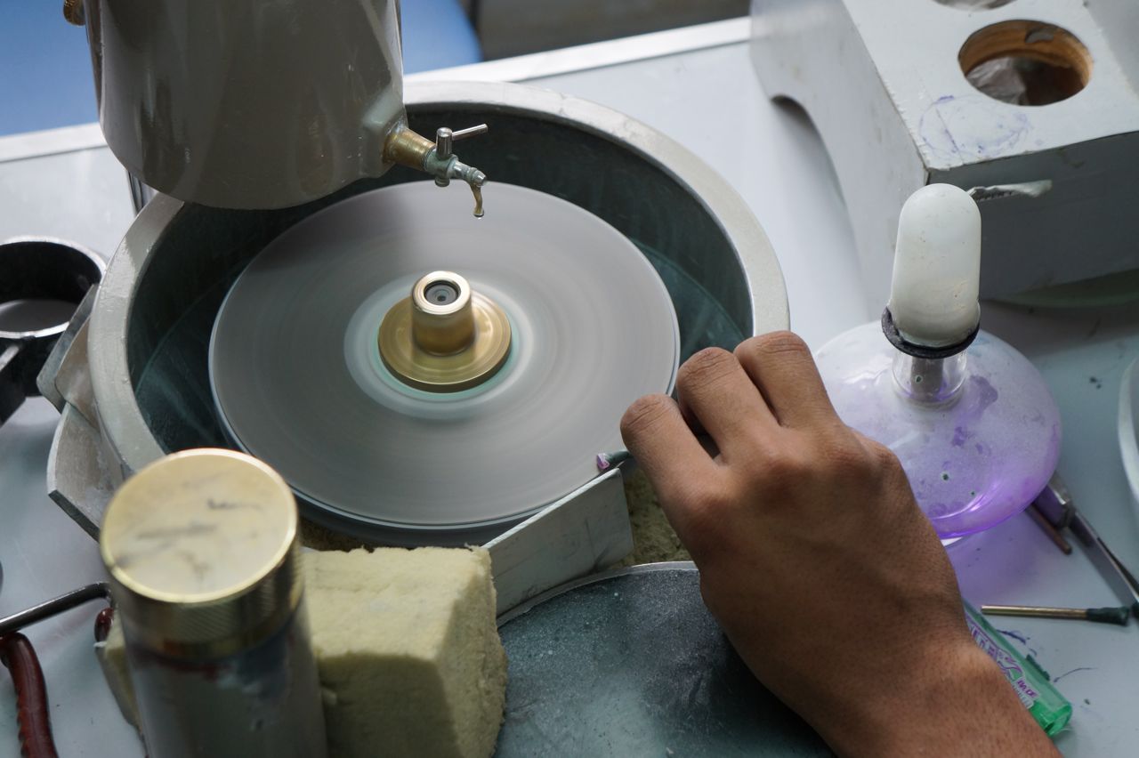 After cutting, the sapphire will be polished to reveal the sapphire’s depth of color and brilliance.