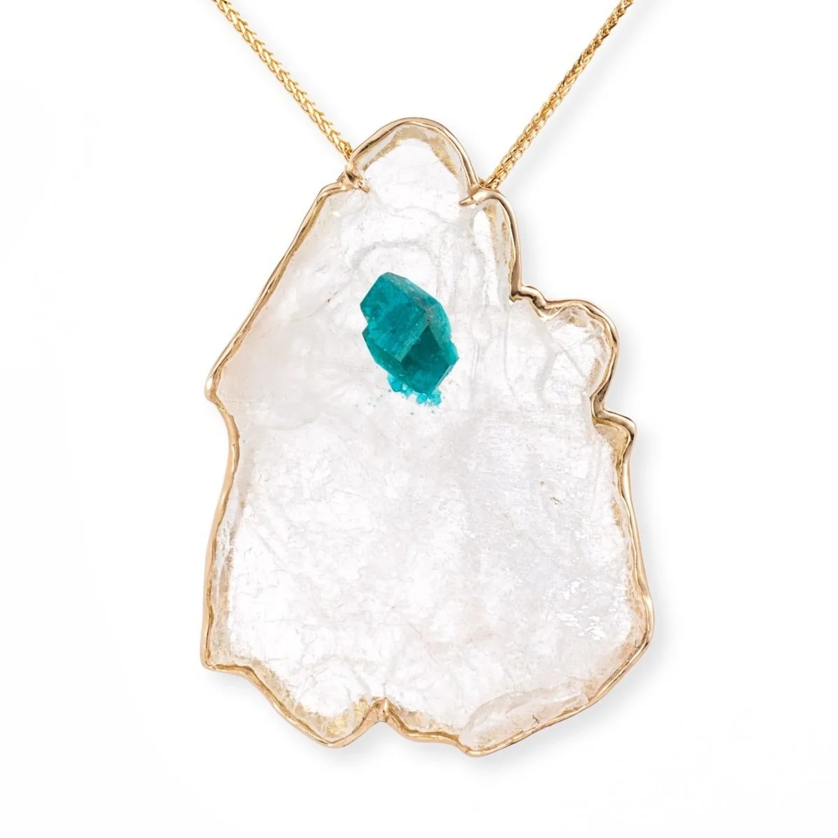 Dioptase in Quartz Necklace