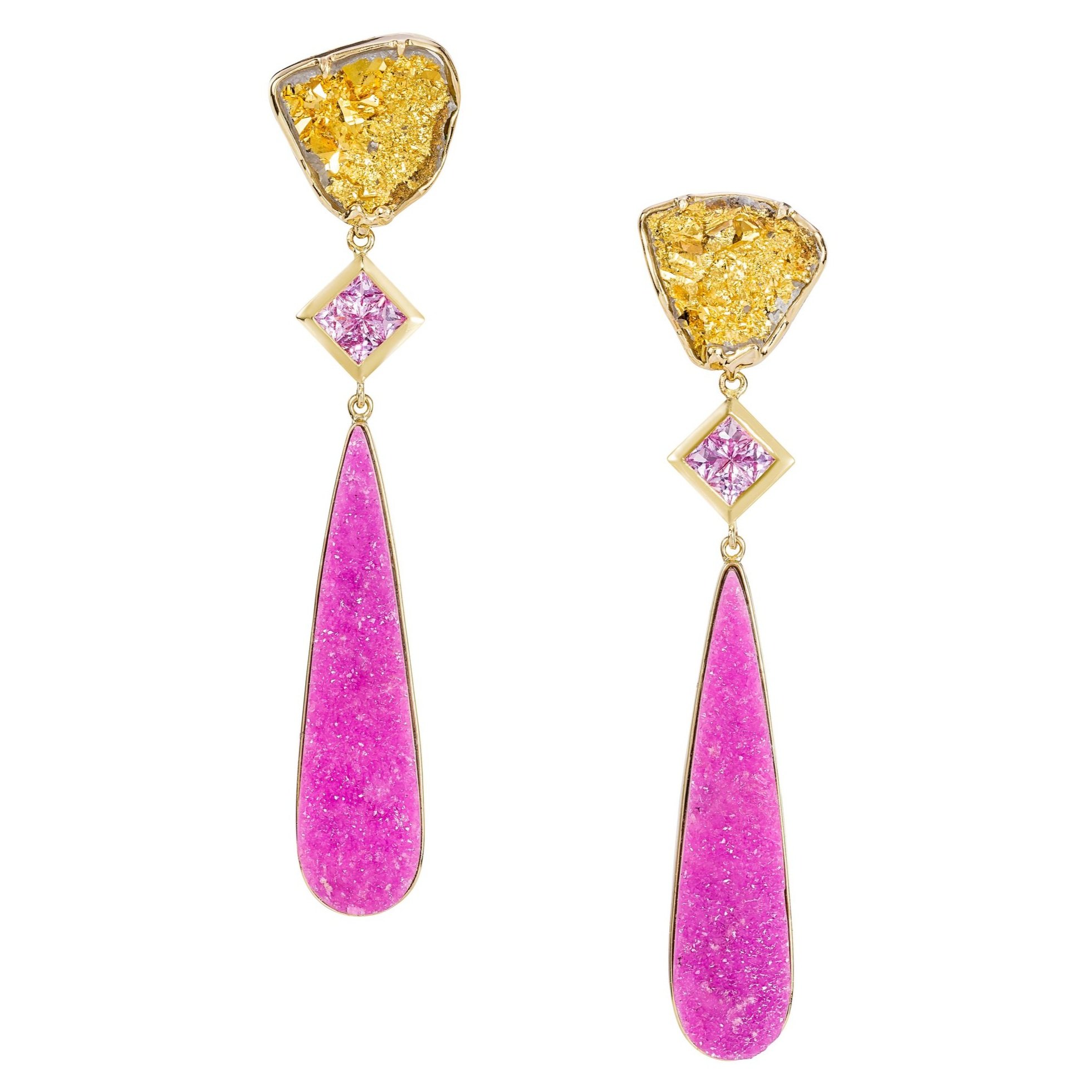 Cobalto, Quartz and Sapphires Earrings