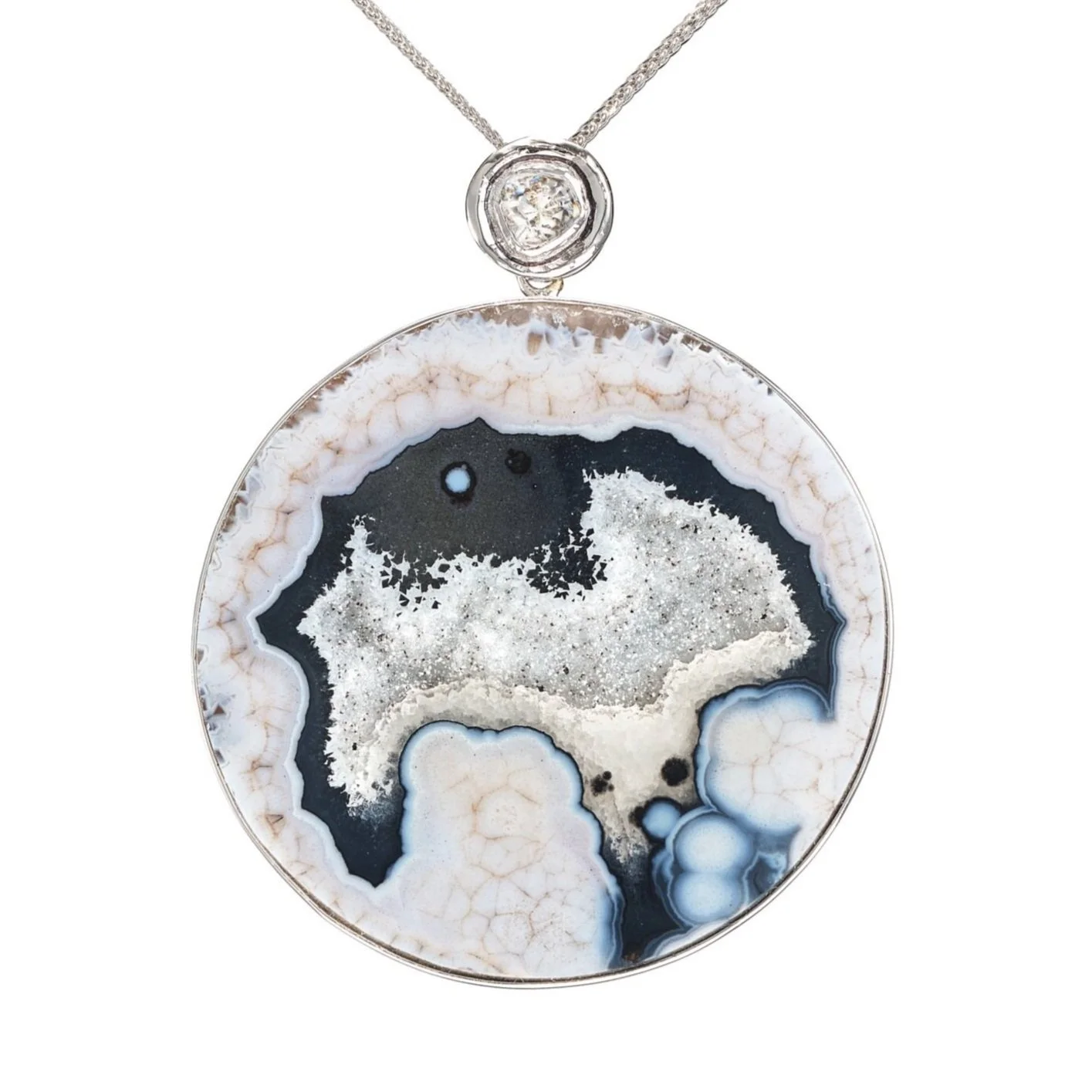 Agate and Diamond Necklace