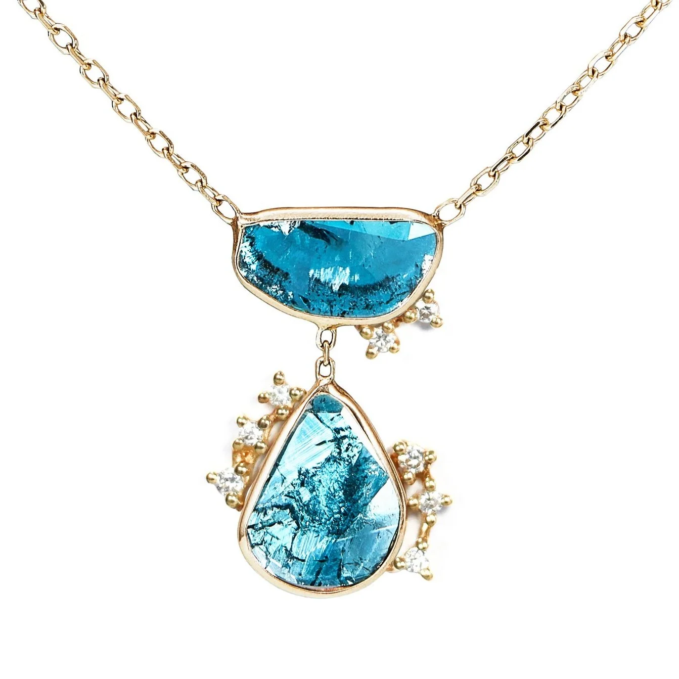 Blue Diamond Slices Necklace