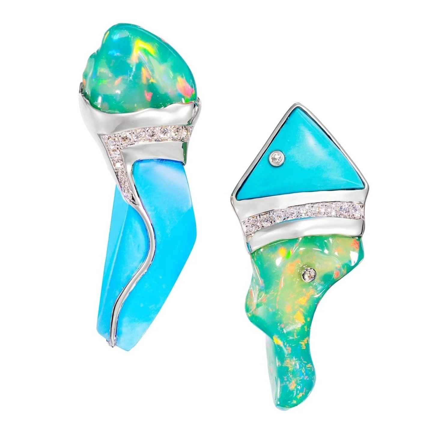 Opal and Sleeping Beauty Turquoise Earrings