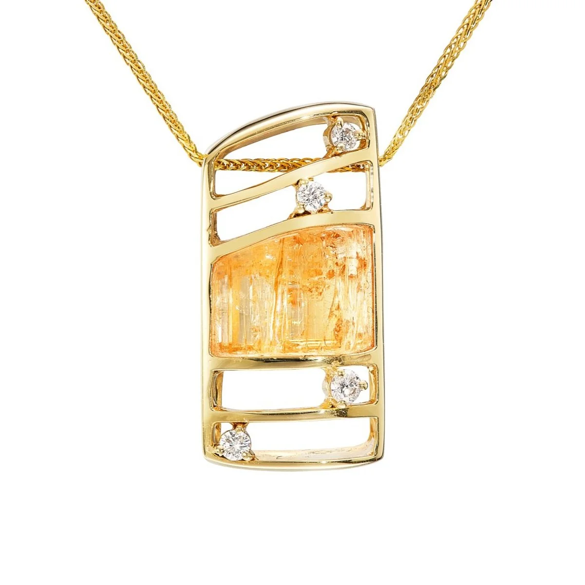Imperial Topaz Crystal and Diamonds Necklace