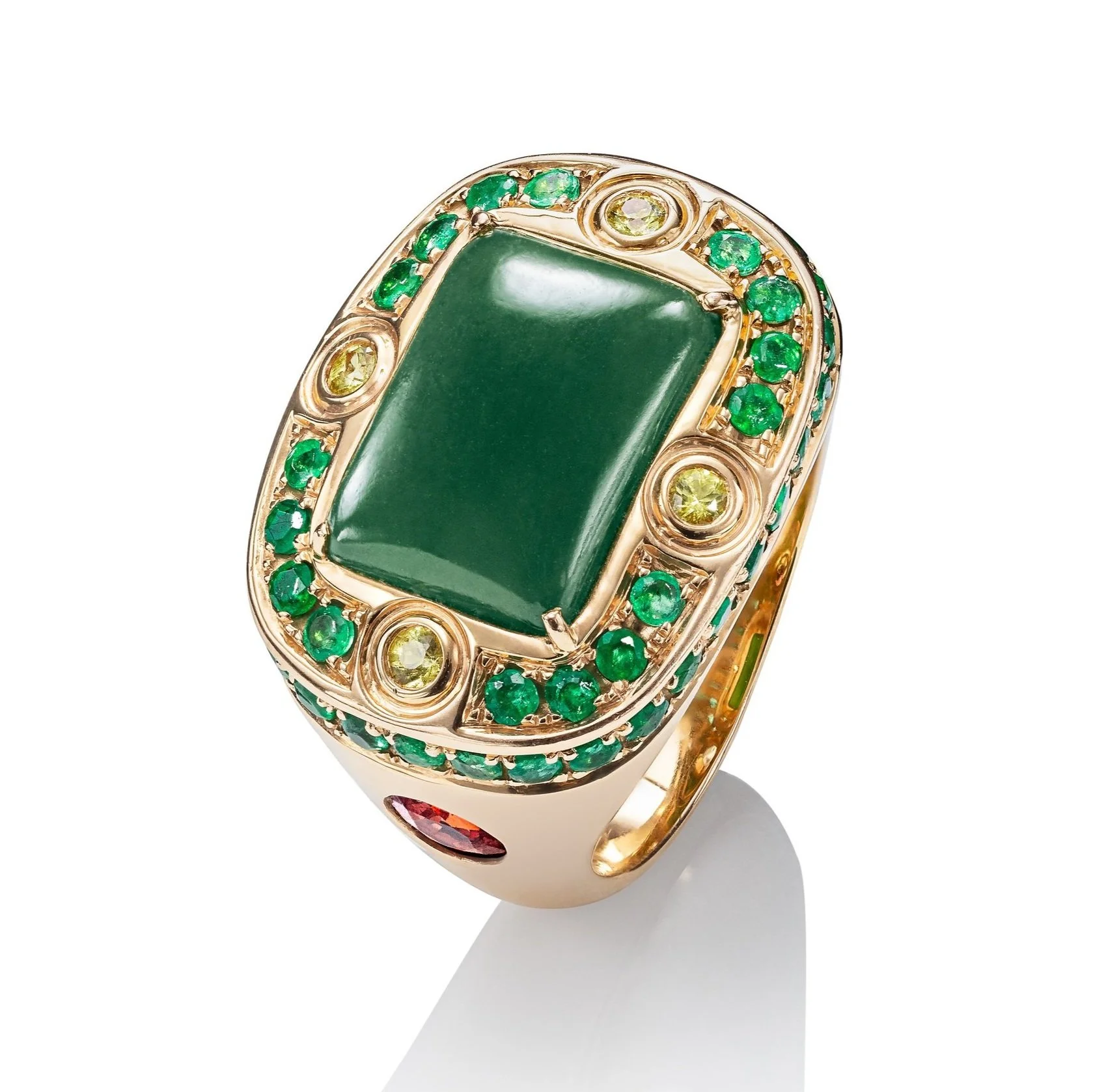 Jade, Sapphires and Emerald Ring