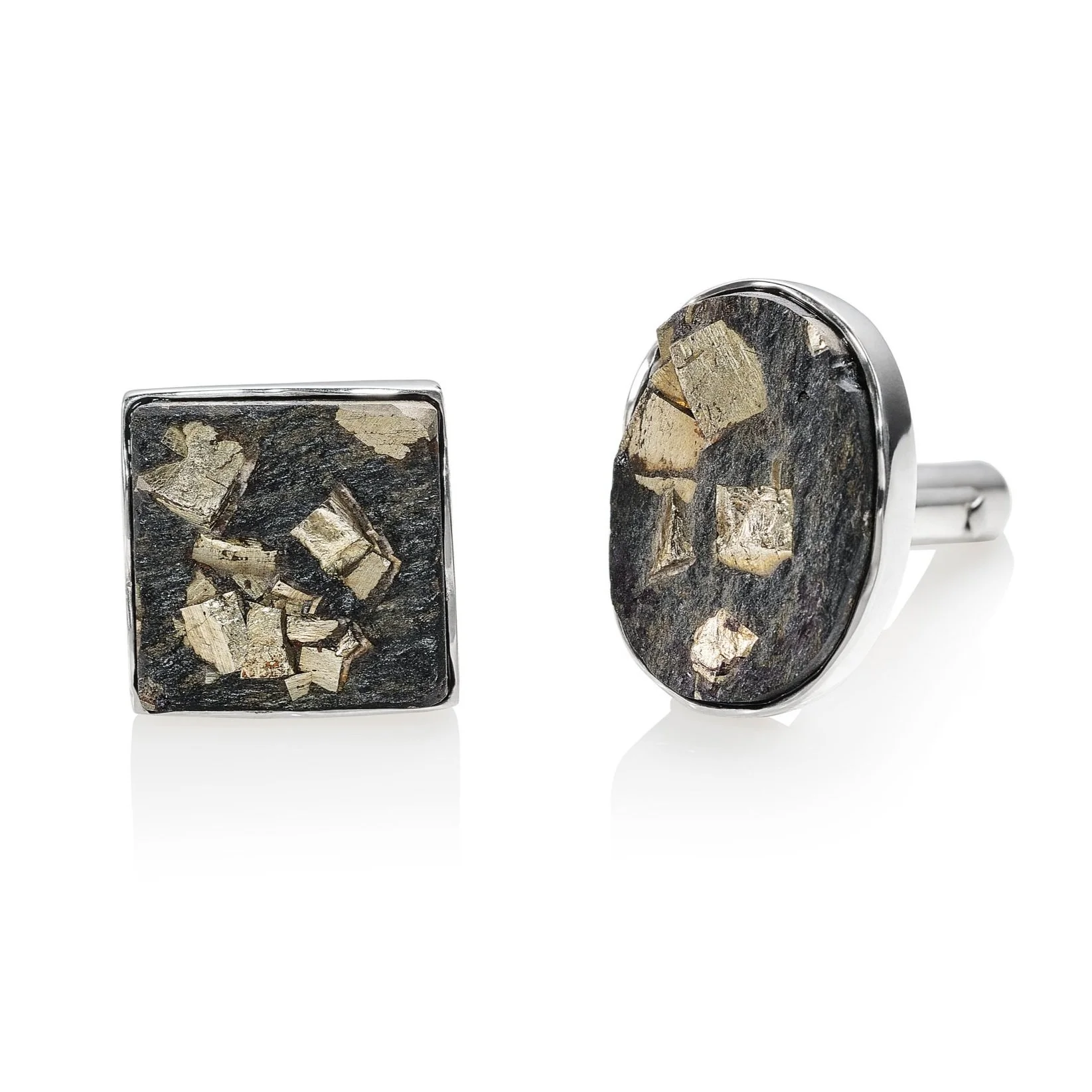 Pyrite in Schist Cufflinks