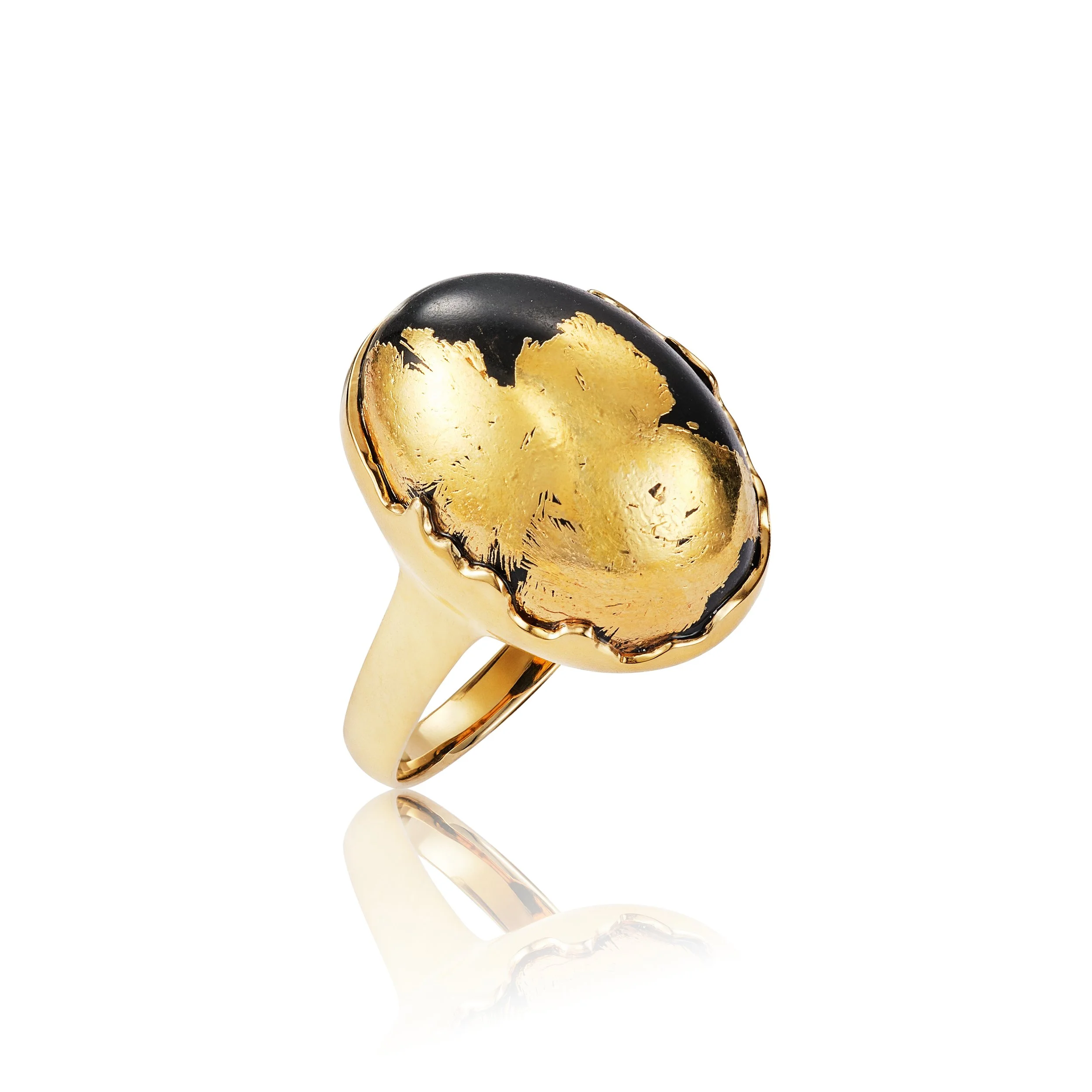 Ring. Magnetite jade cabochon with 22kt gold infused.jpg