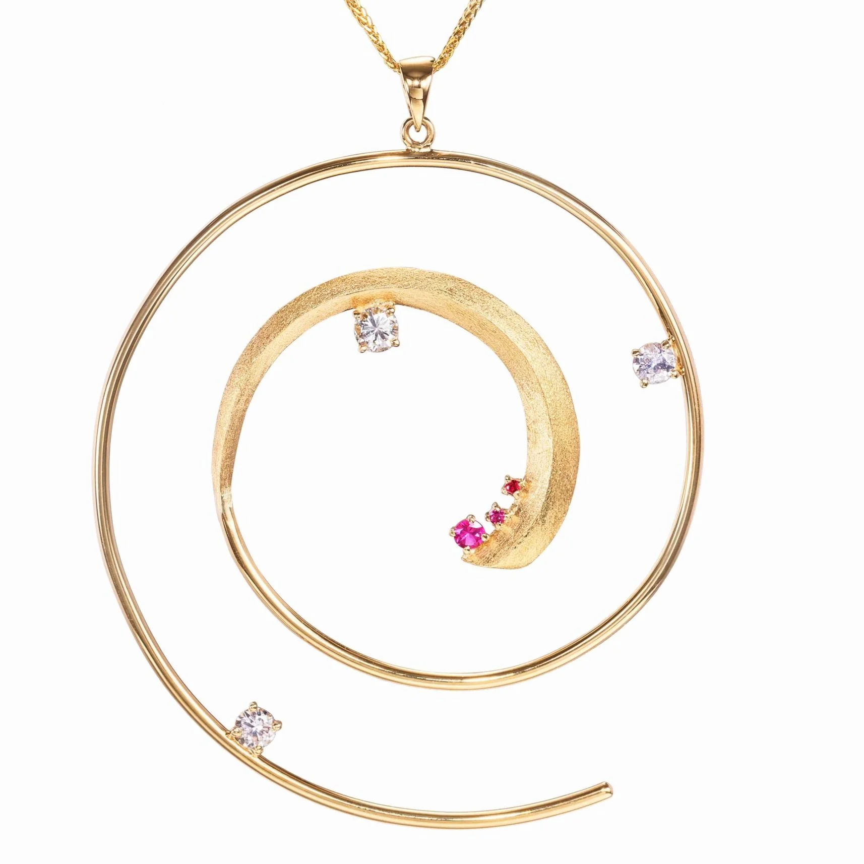 Diamonds and Pink Sapphires Loop Necklace