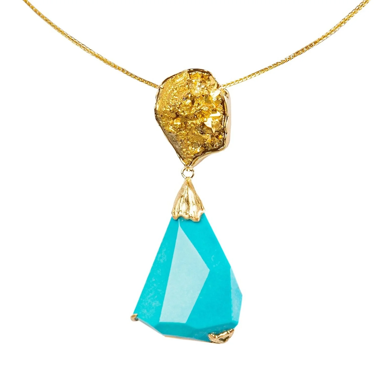 Turquoise and Drusy Quartz Necklace