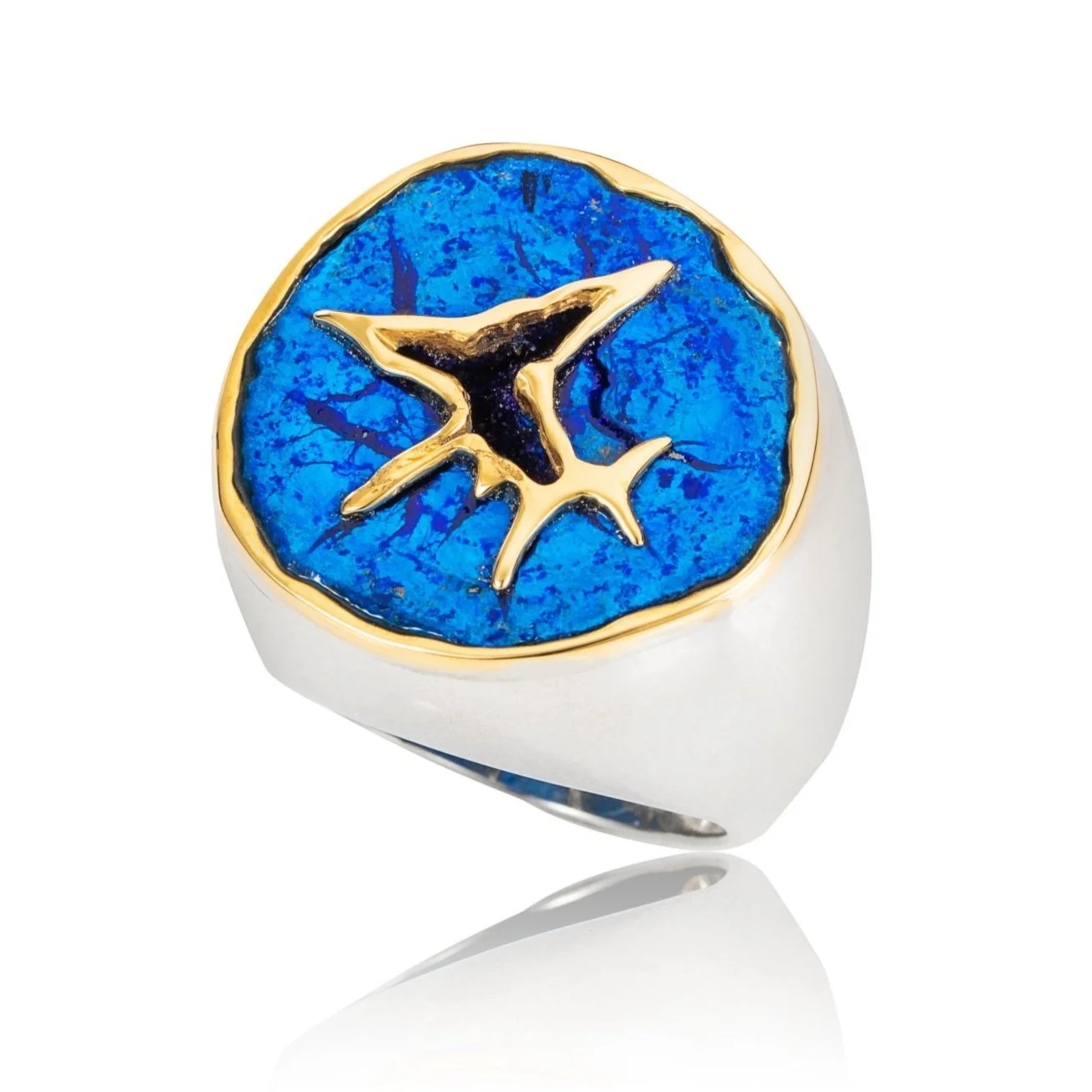 Drusy Azurite Nut Ring