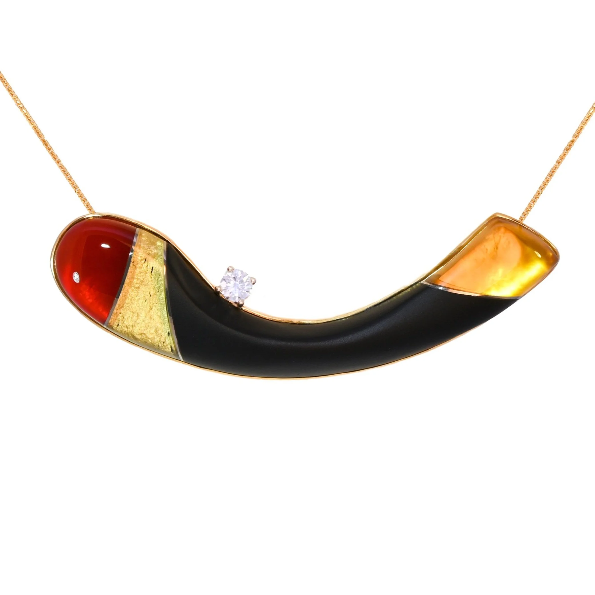 Citrine and Jade Necklace/Brooch