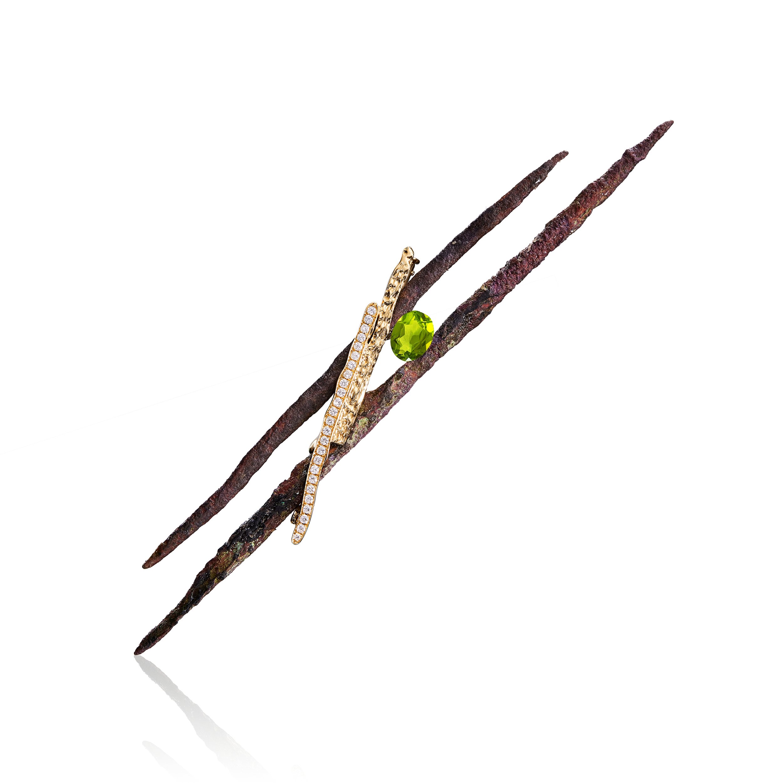 Copper Sewing Needles Brooch/Necklace