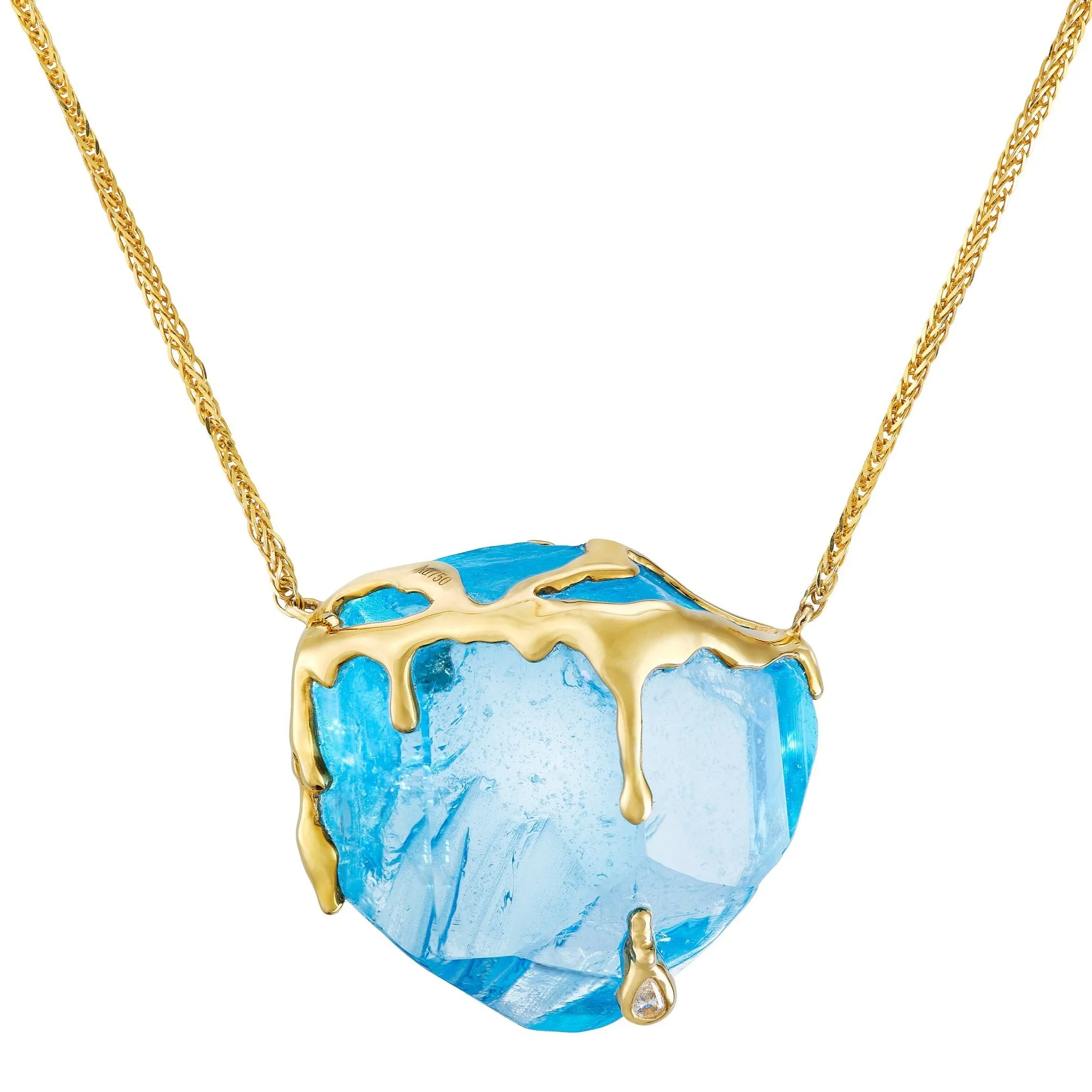 Blue Topaz and Diamond Necklace