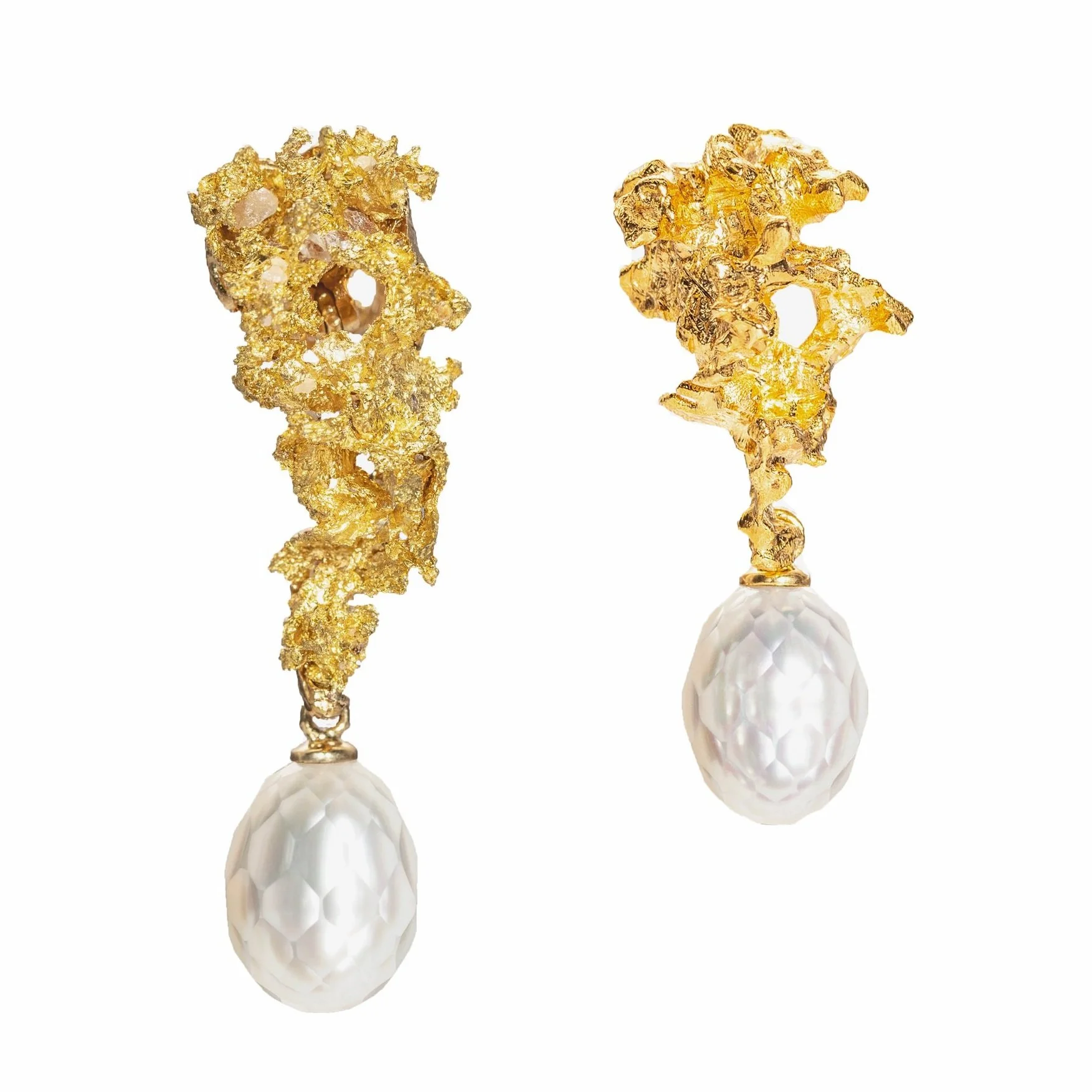 Crystallized Gold and Pearl Earrings