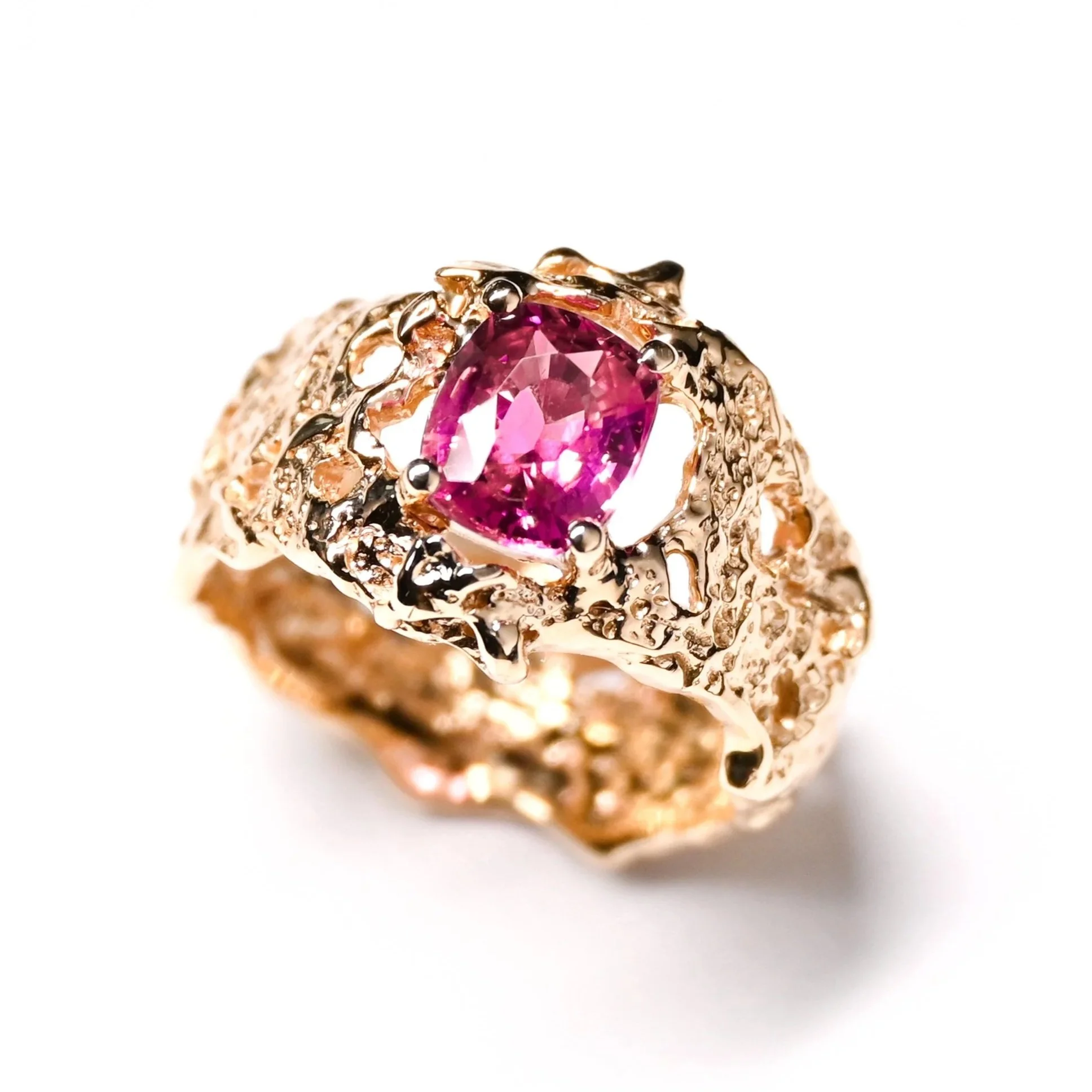 Pink Sapphire Texture Ring