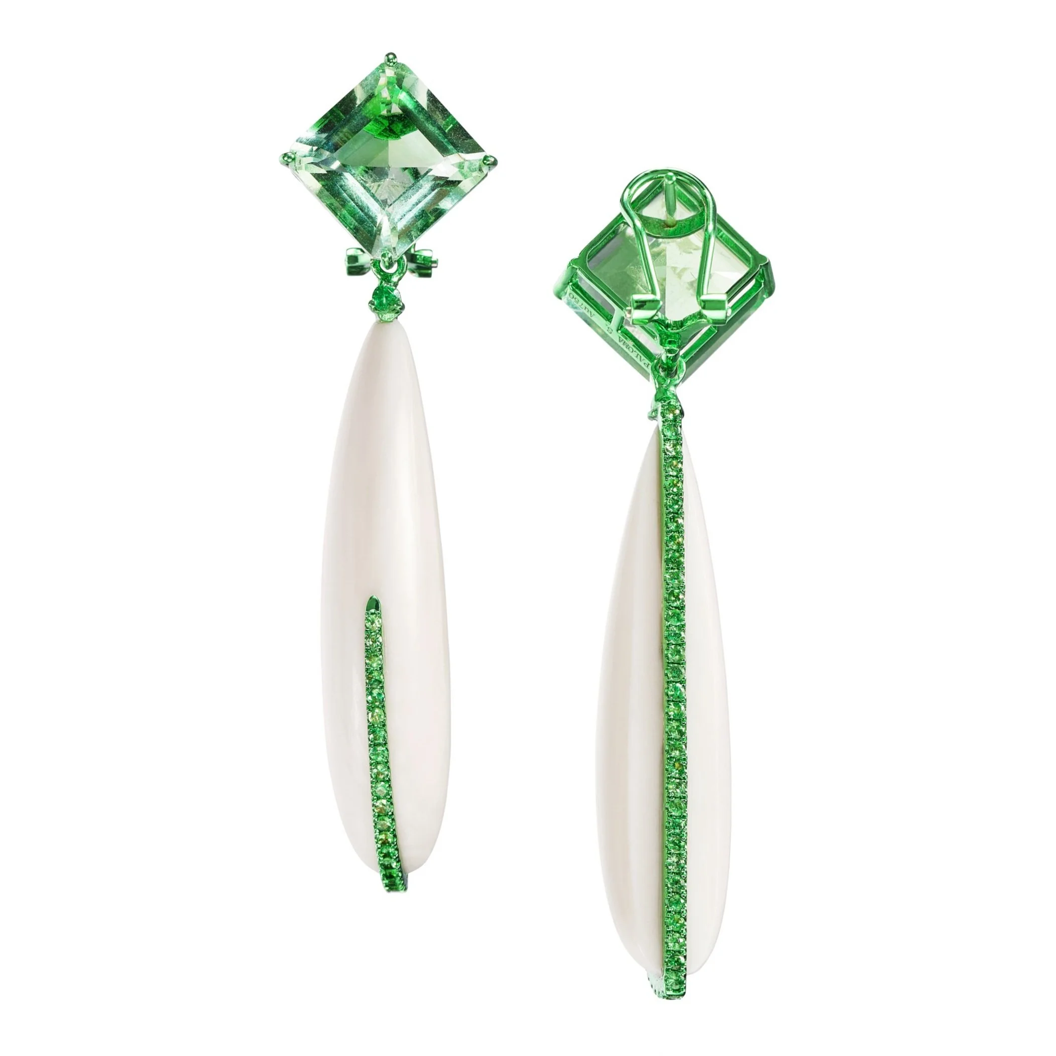 Fluorite Tsavorite Garnets Earrings