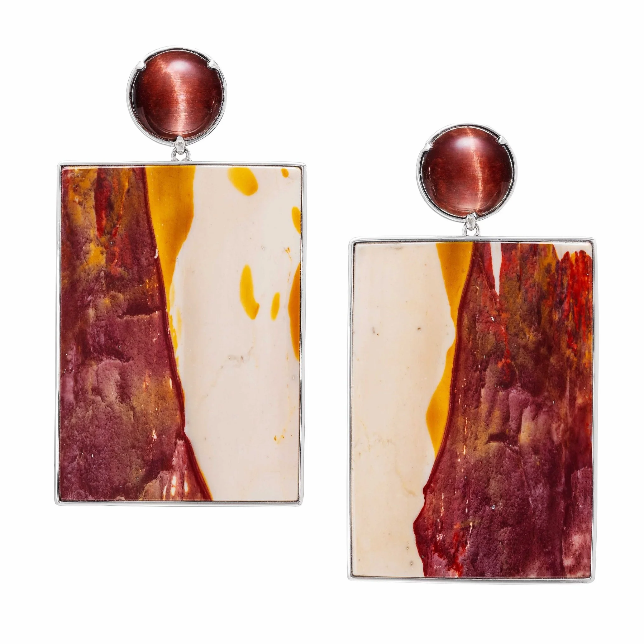 Pietersite and Jasper Earrings