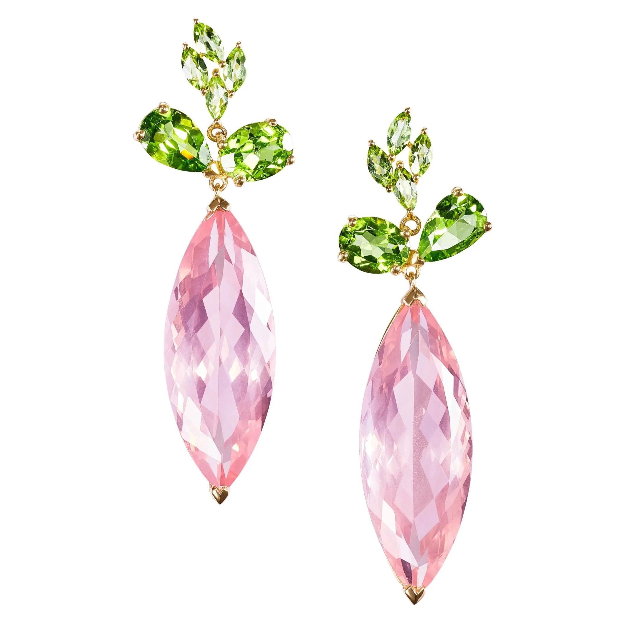 Rose Quartz and Peridots Earrings