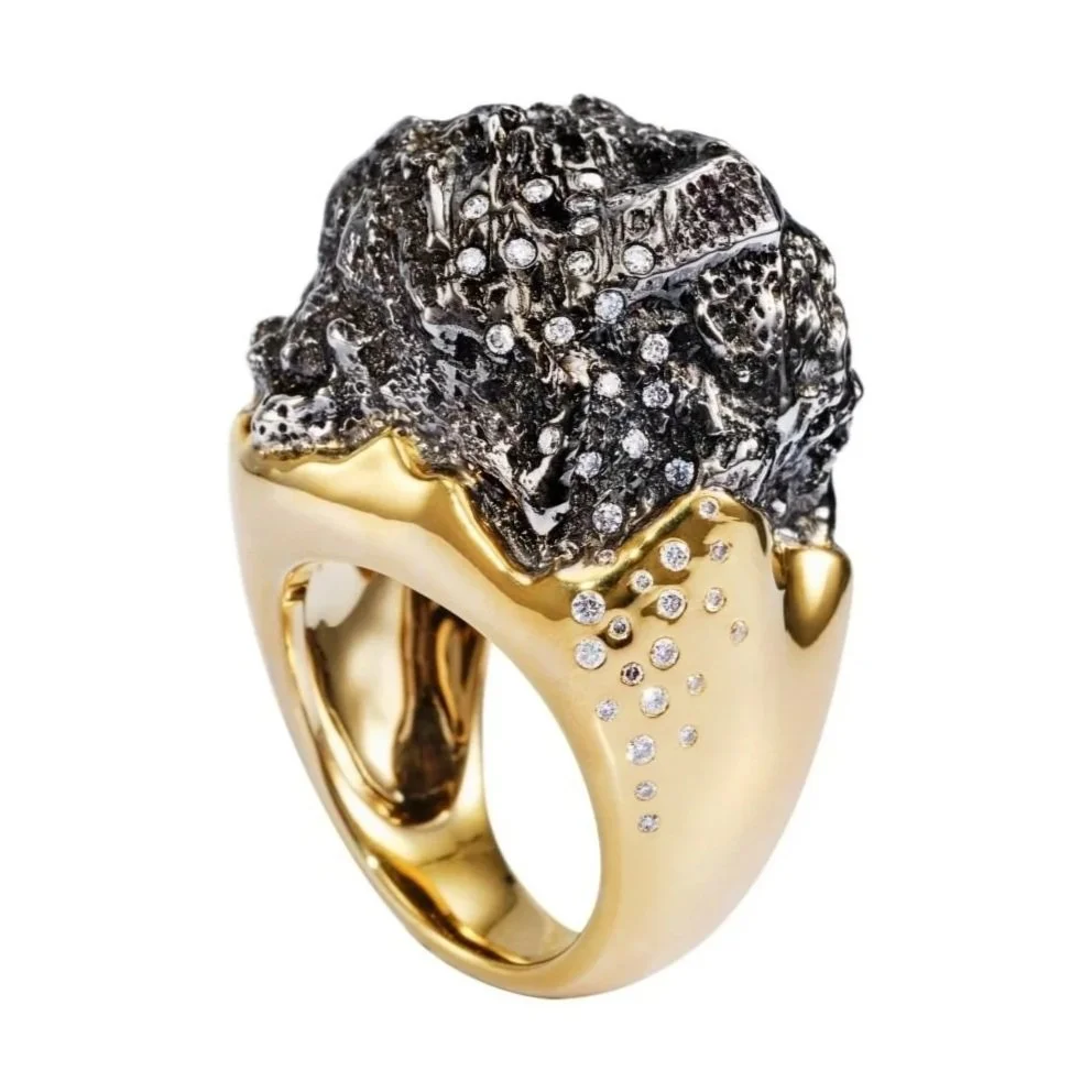 Black and Yellow Gold Ring