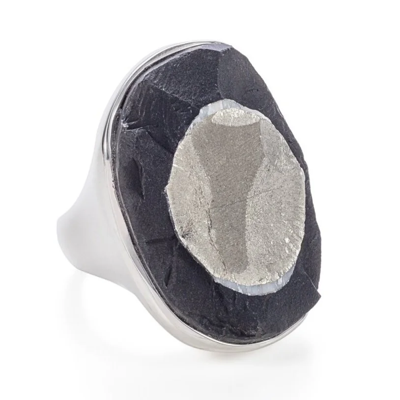 Pyrite in Schist Ring