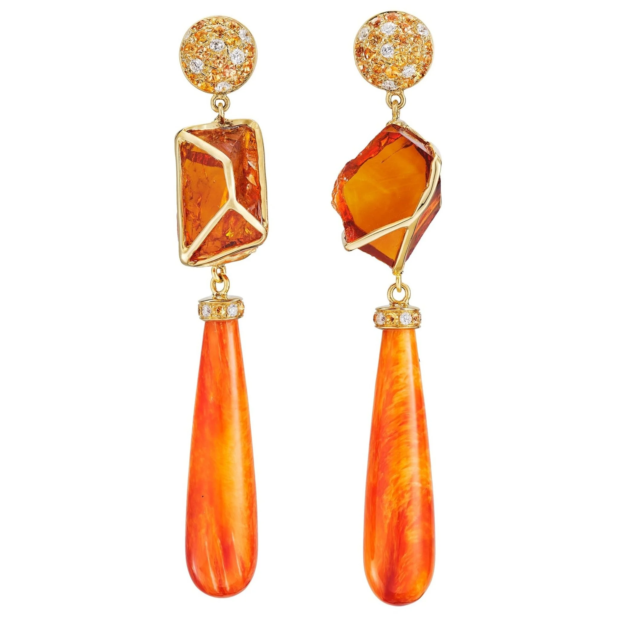 Oyster Shell and Cognac Quartz Earrings