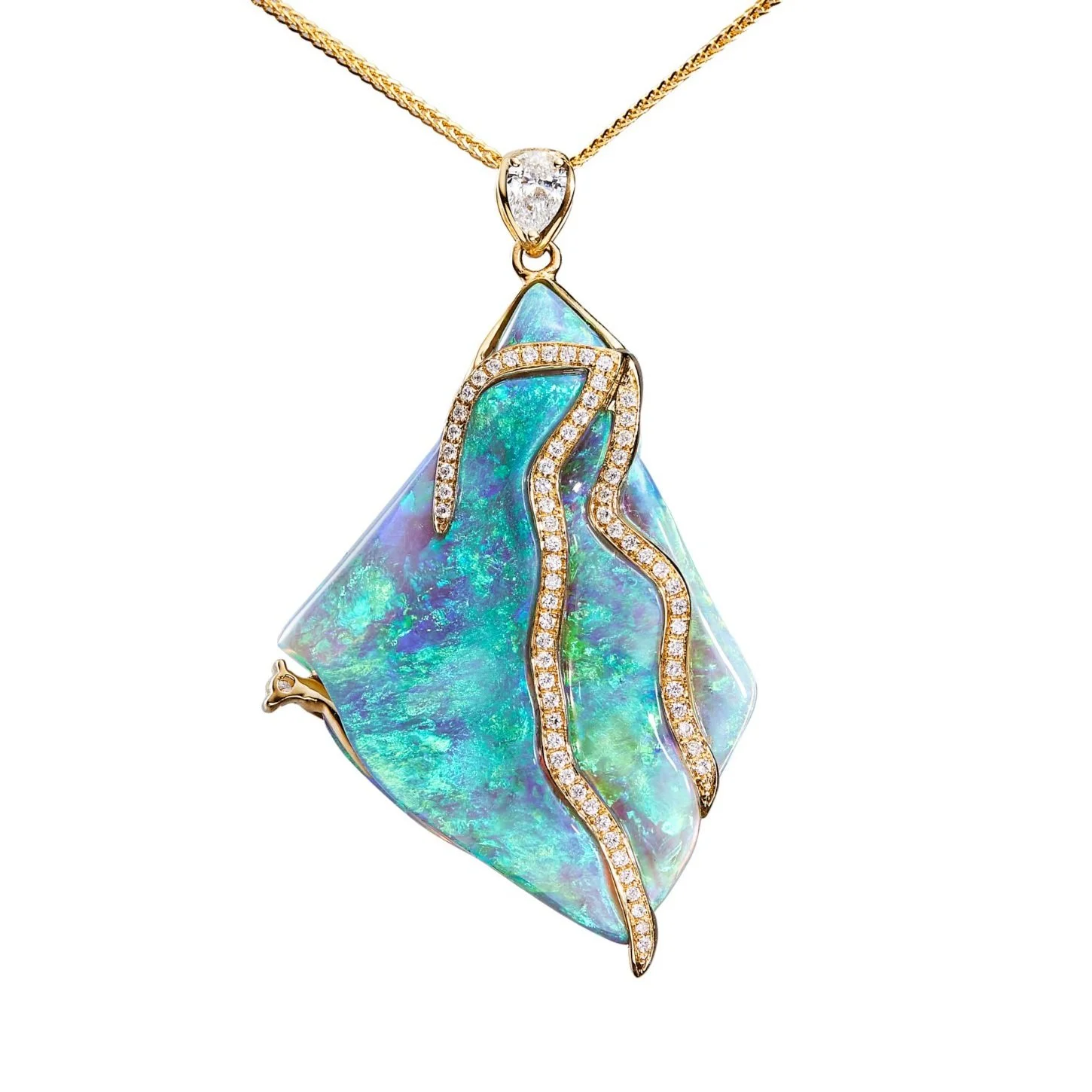 Black Opal and Diamonds Necklace