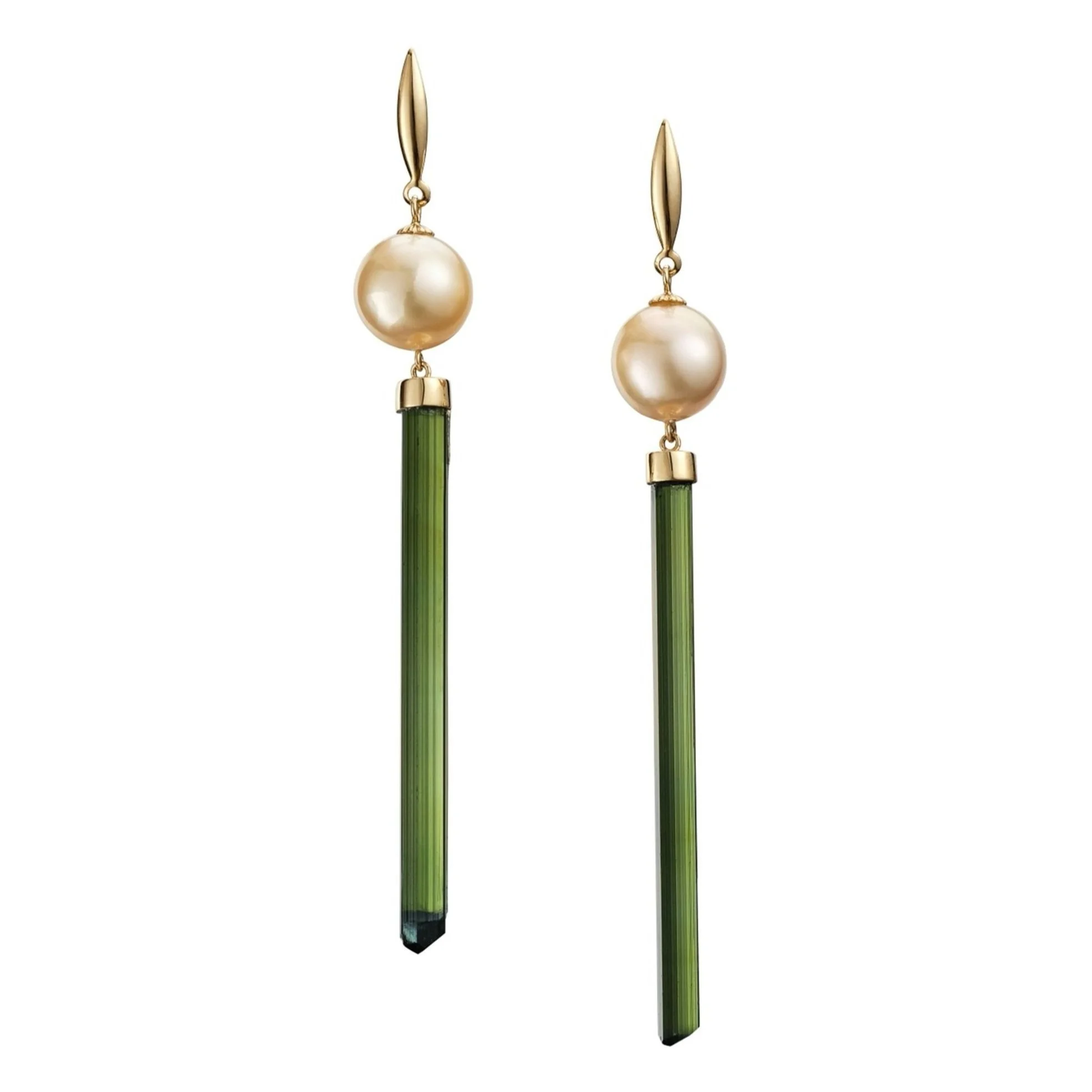 Green Tourmaline and Pearls Earrings