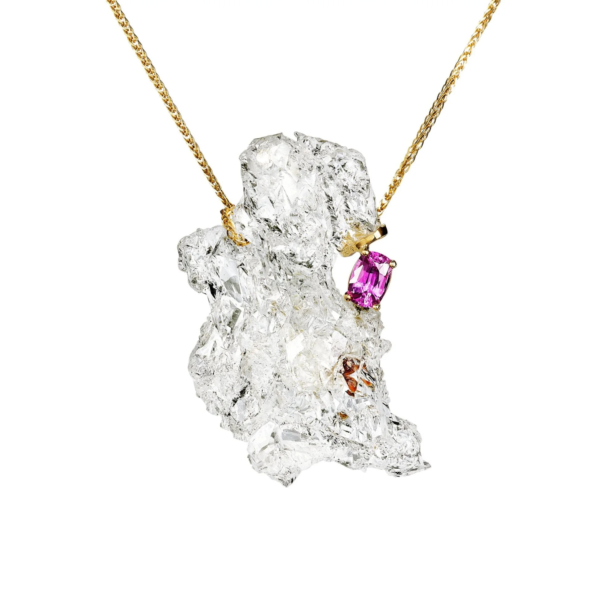 Hiddenite and Pink Sapphire Necklace
